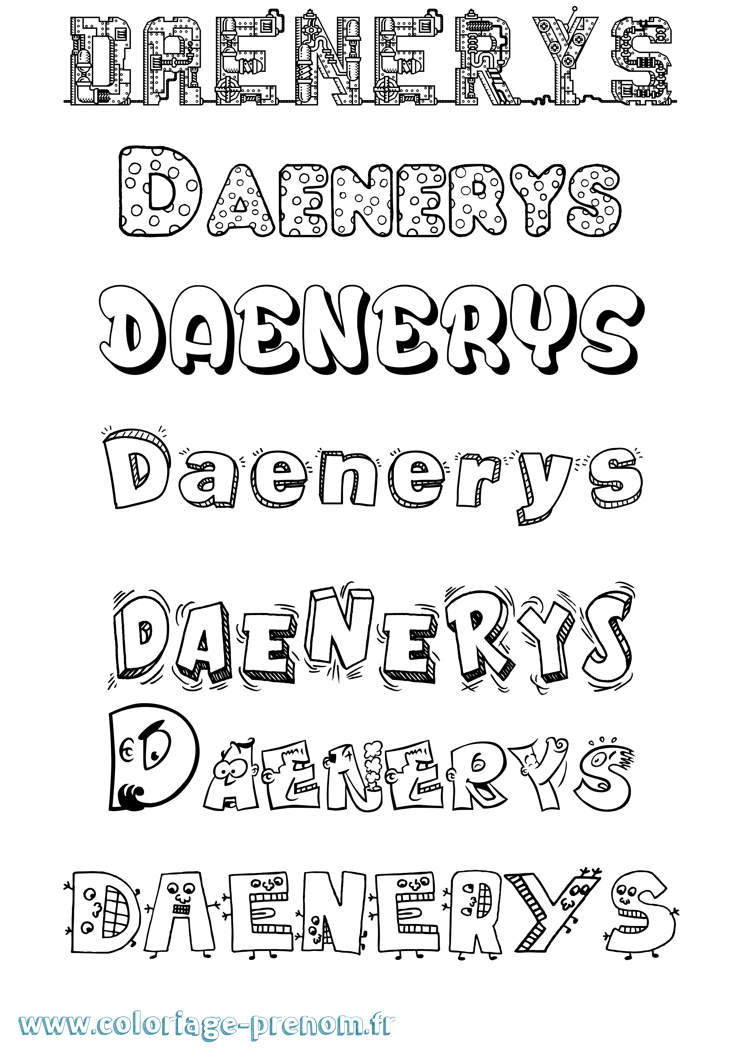 Coloriage prénom Daenerys Fun