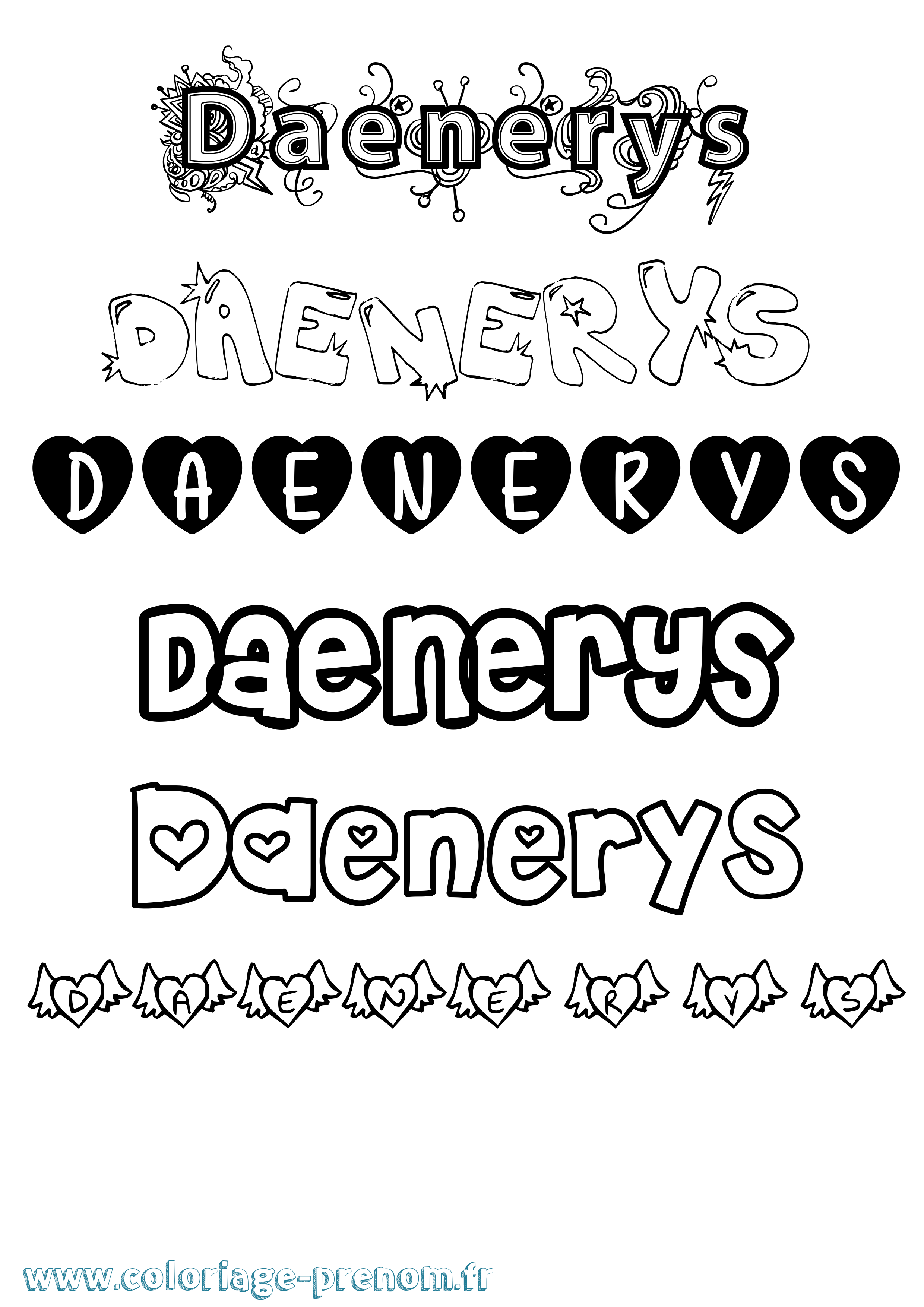 Coloriage Daenerys Girly Coloriage prénom Daenerys Girly