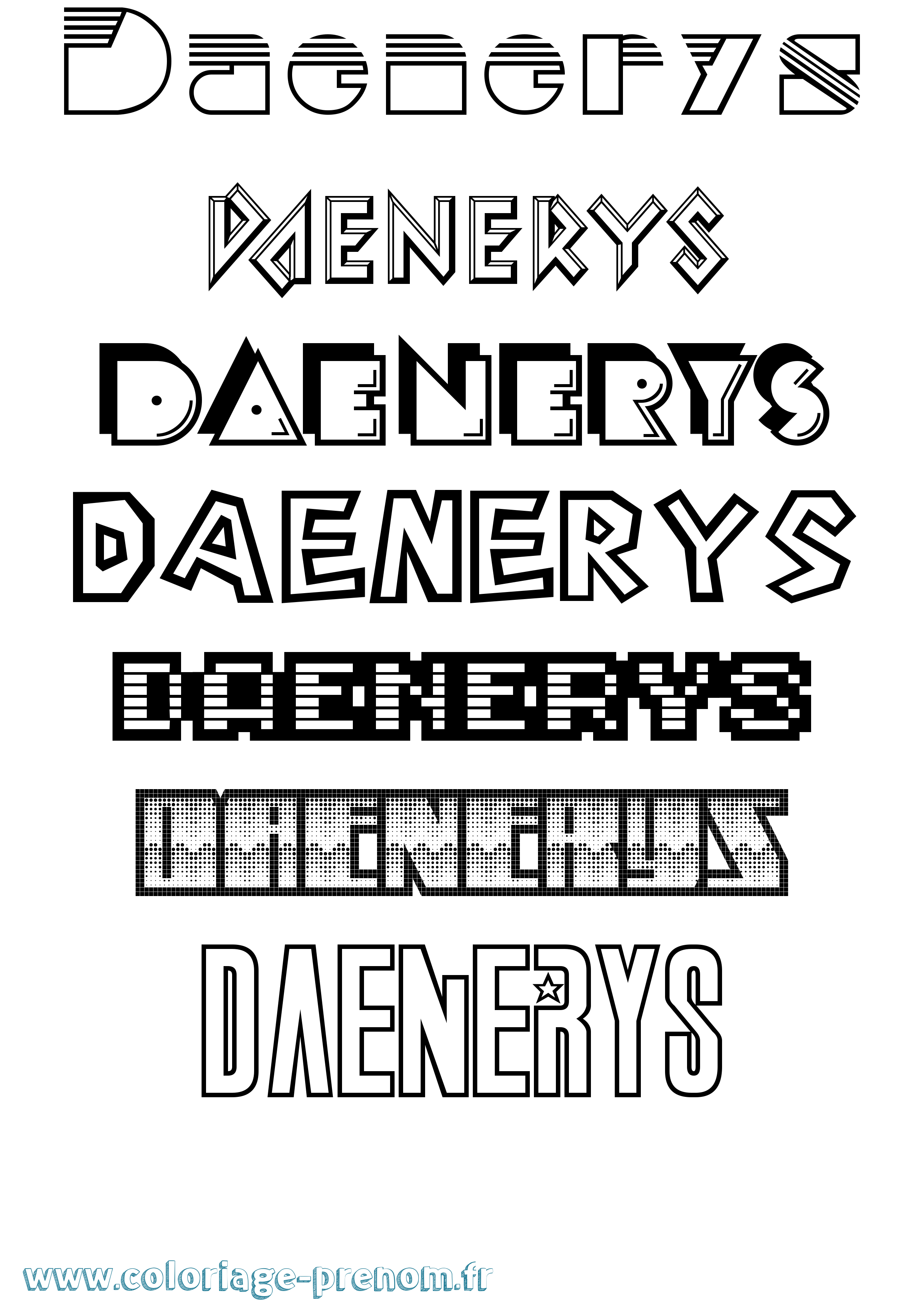 Coloriage prénom Daenerys Jeux Vidéos