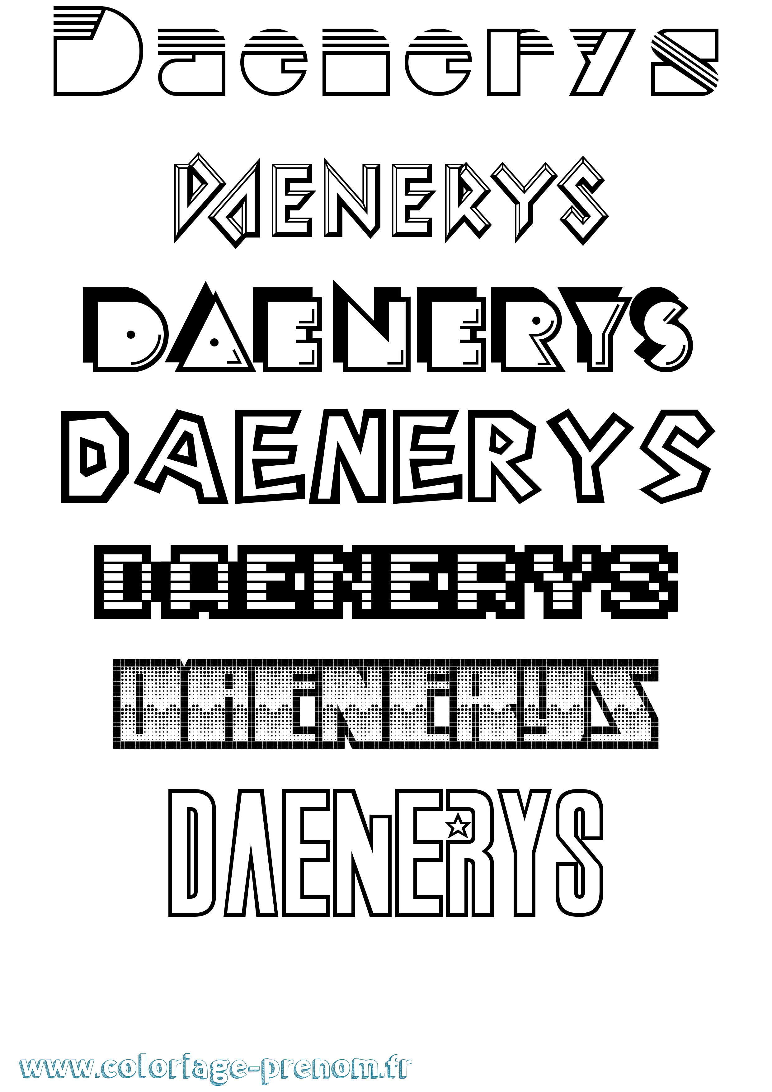 Coloriage Daenerys Jeux Vidéos Coloriage prénom Daenerys Jeux Vidéos