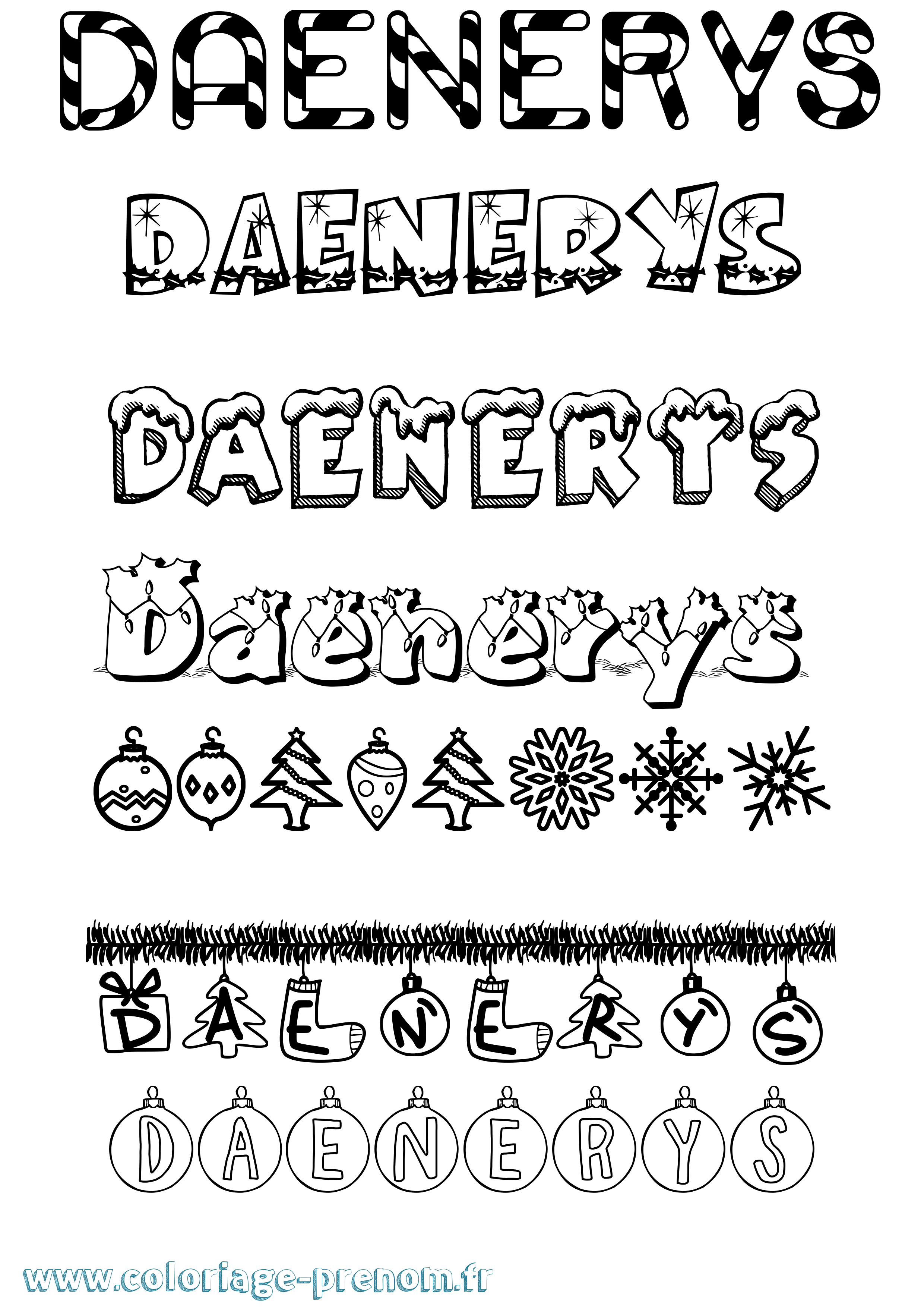 Coloriage prénom Daenerys Noël