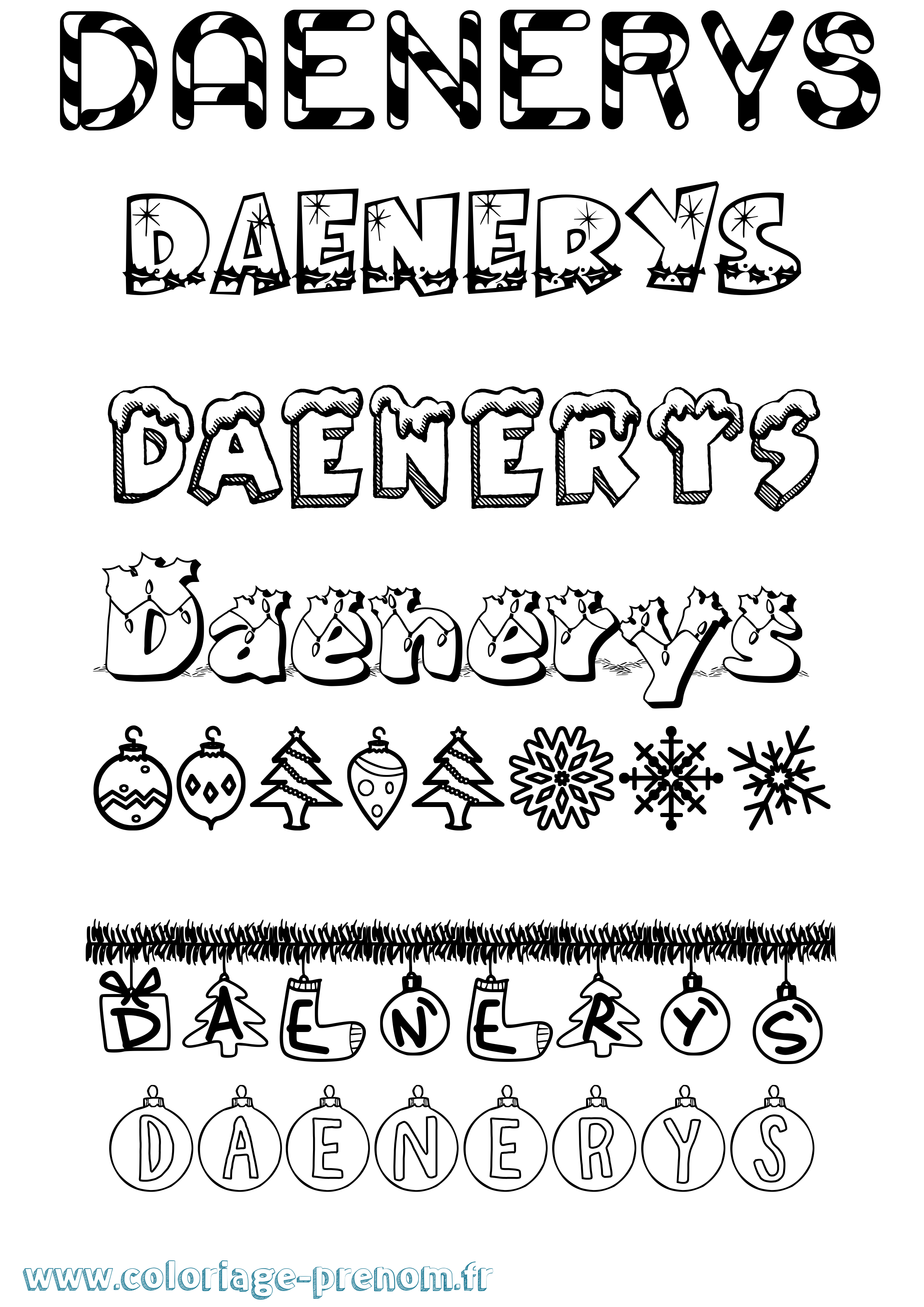Coloriage Daenerys Noël Coloriage prénom Daenerys Noël