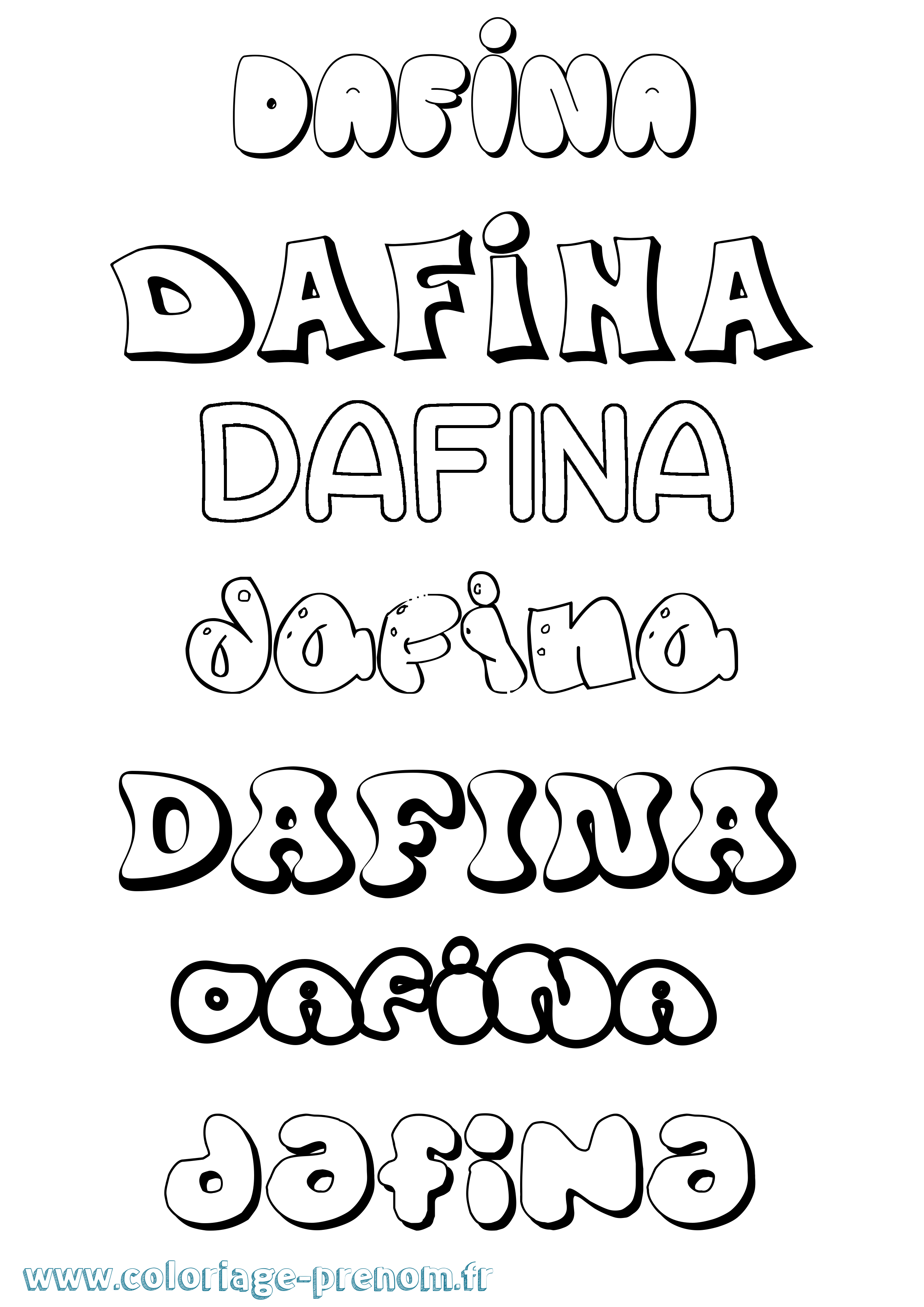 Coloriage prénom Dafina Bubble