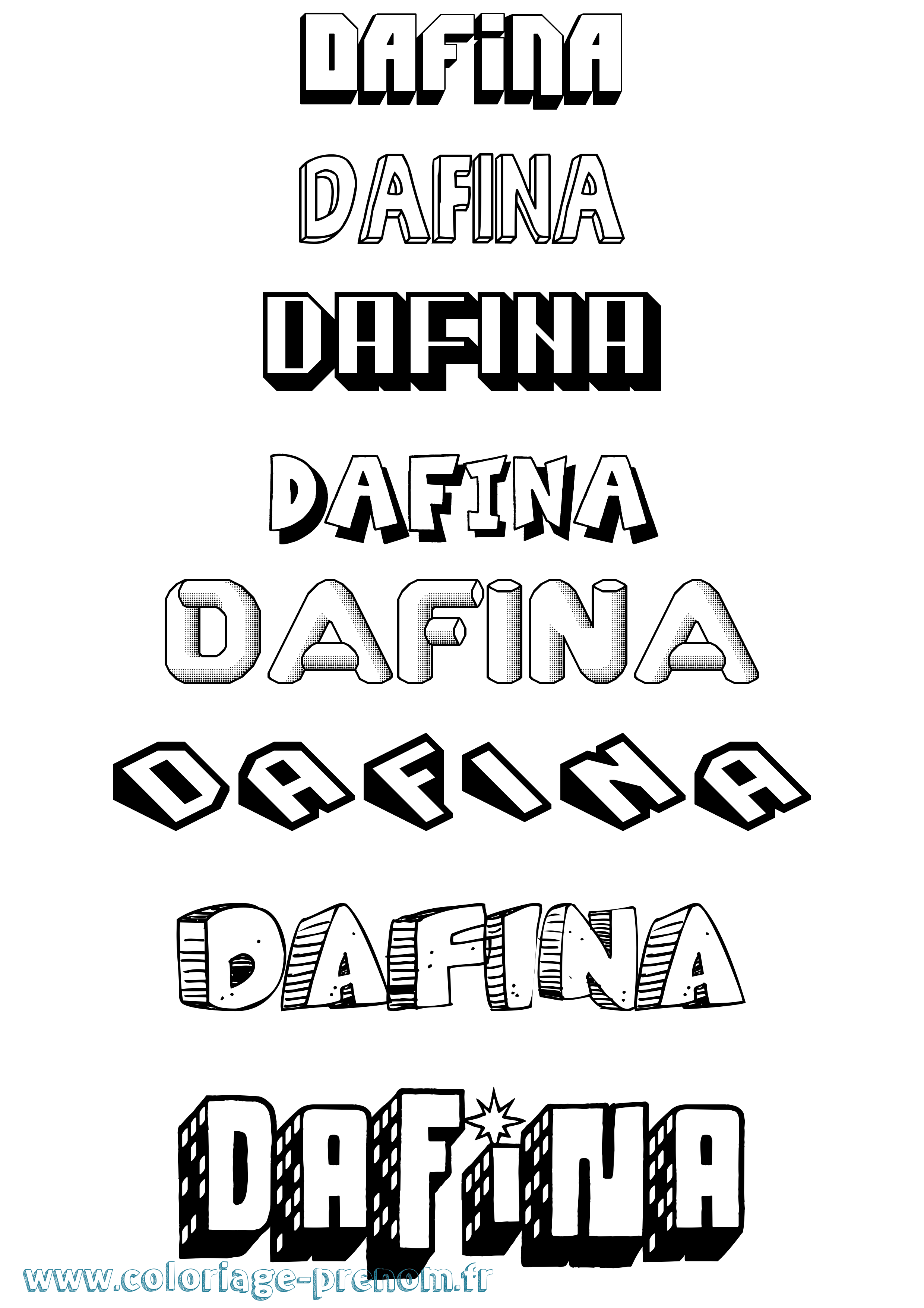 Coloriage prénom Dafina Effet 3D