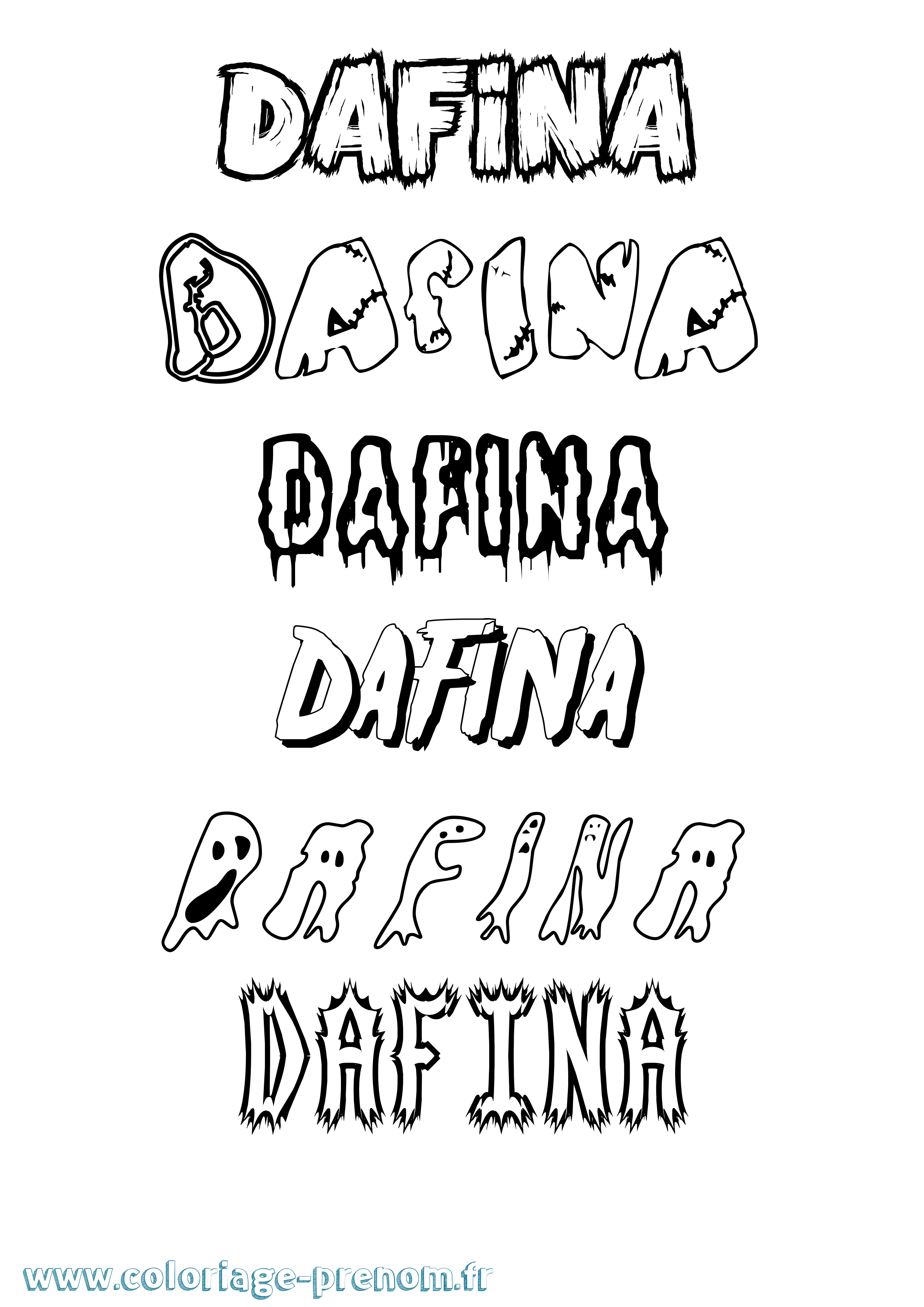 Coloriage prénom Dafina Frisson