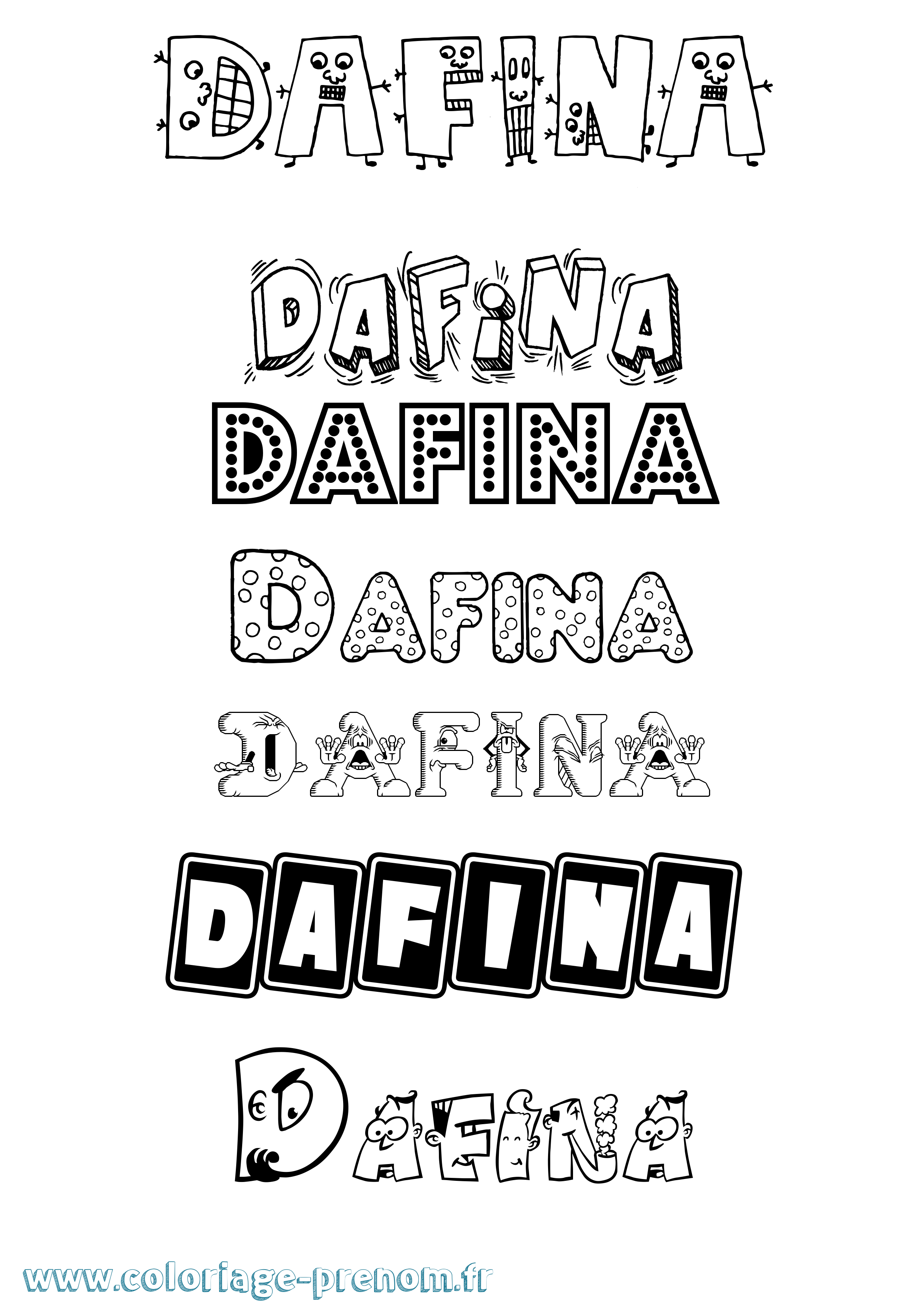 Coloriage prénom Dafina Fun