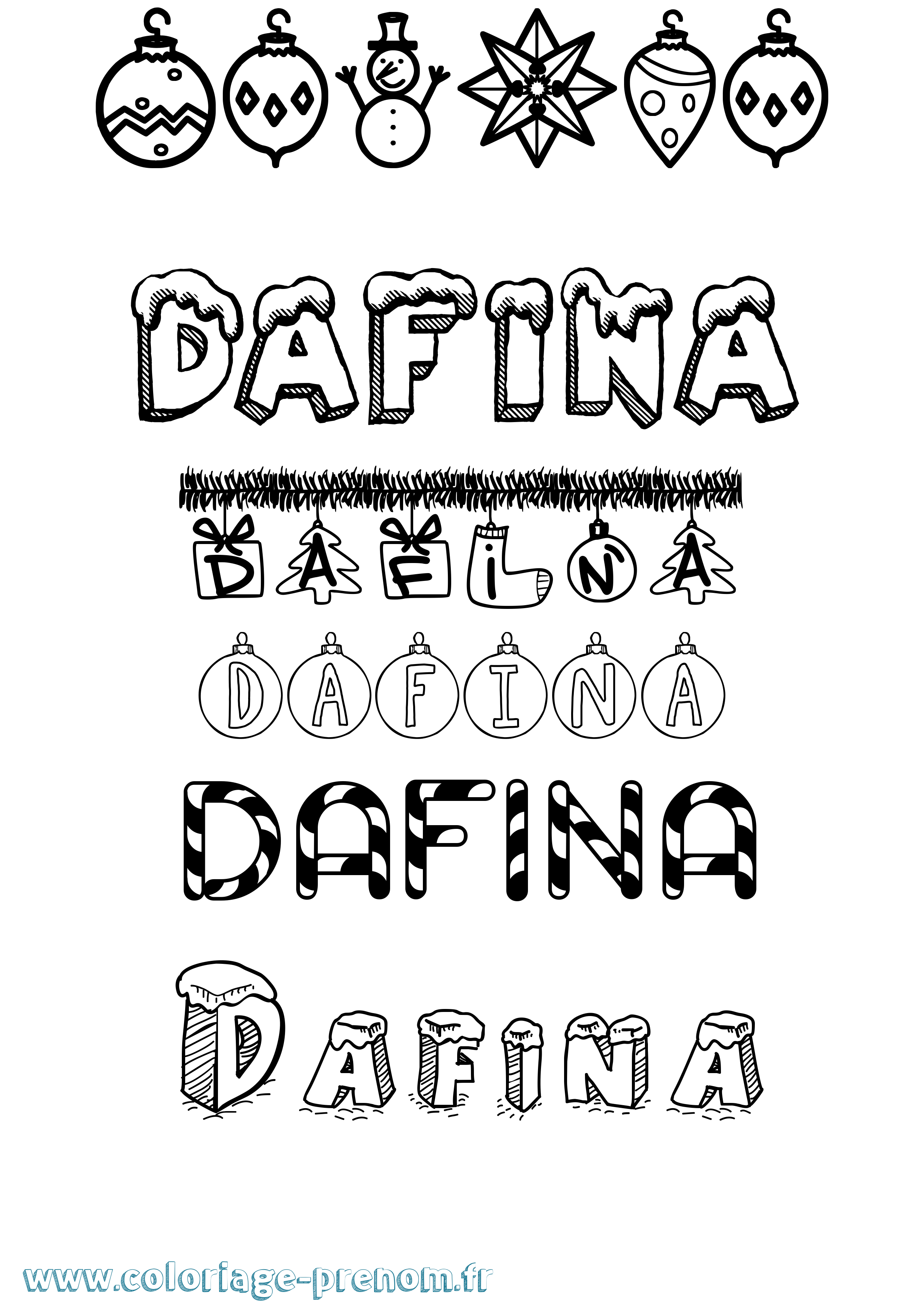 Coloriage prénom Dafina Noël