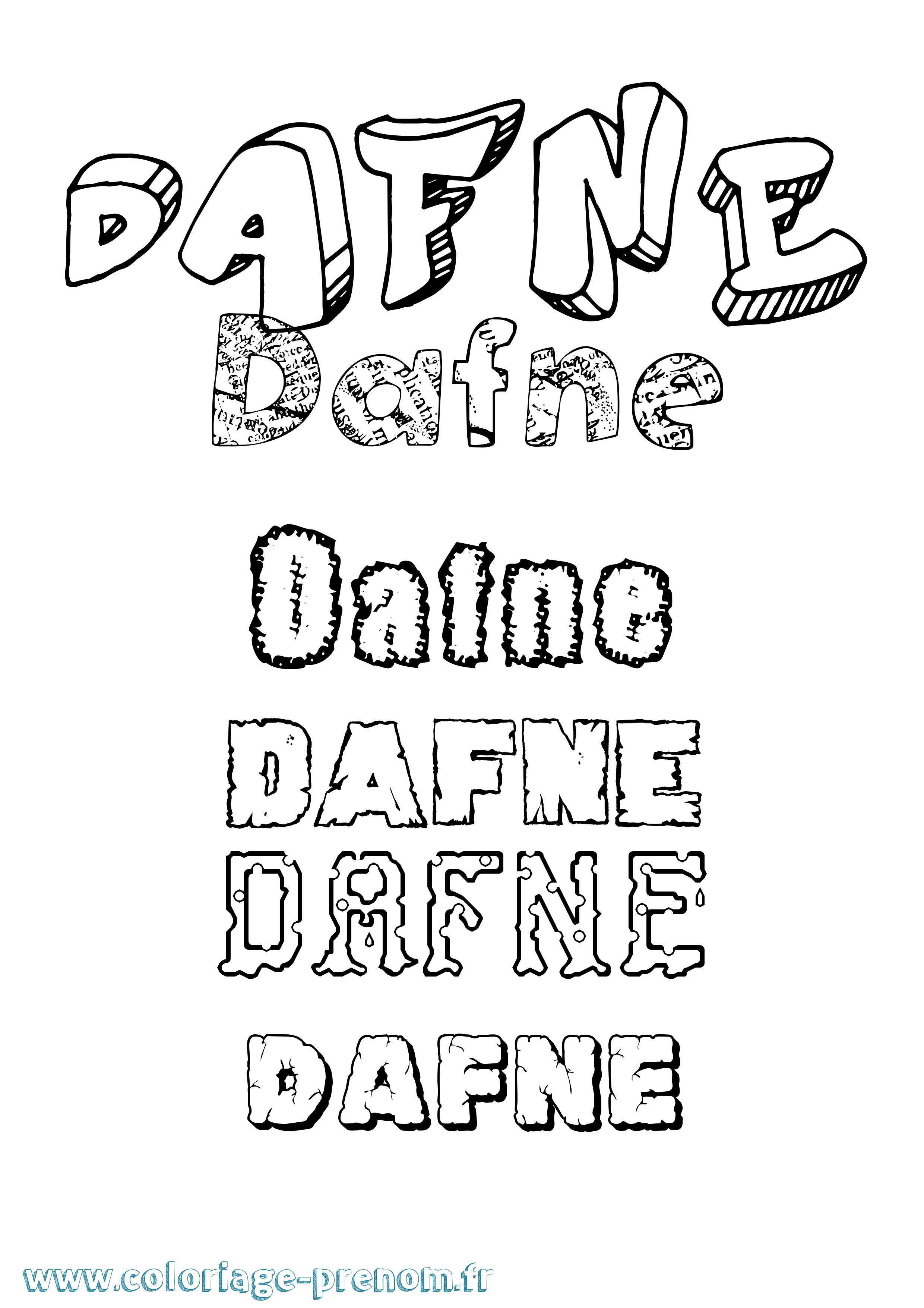 Coloriage prénom Dafne Destructuré