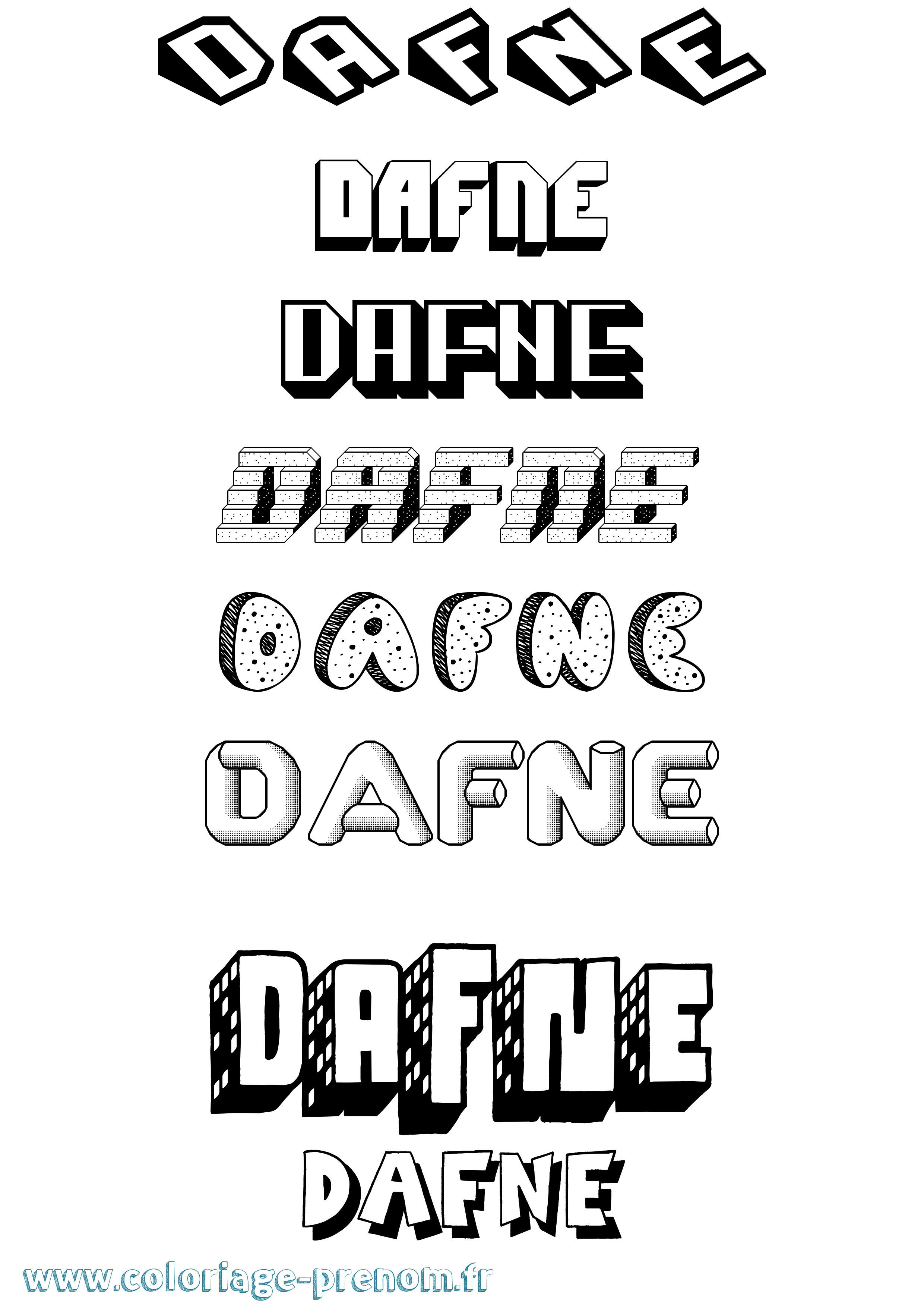 Coloriage prénom Dafne Effet 3D