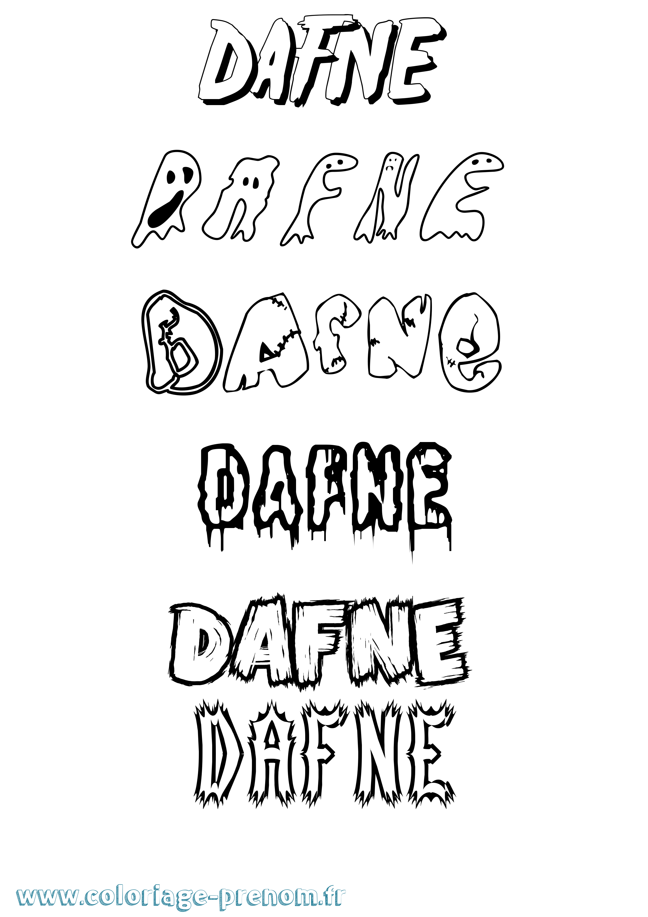 Coloriage prénom Dafne Frisson