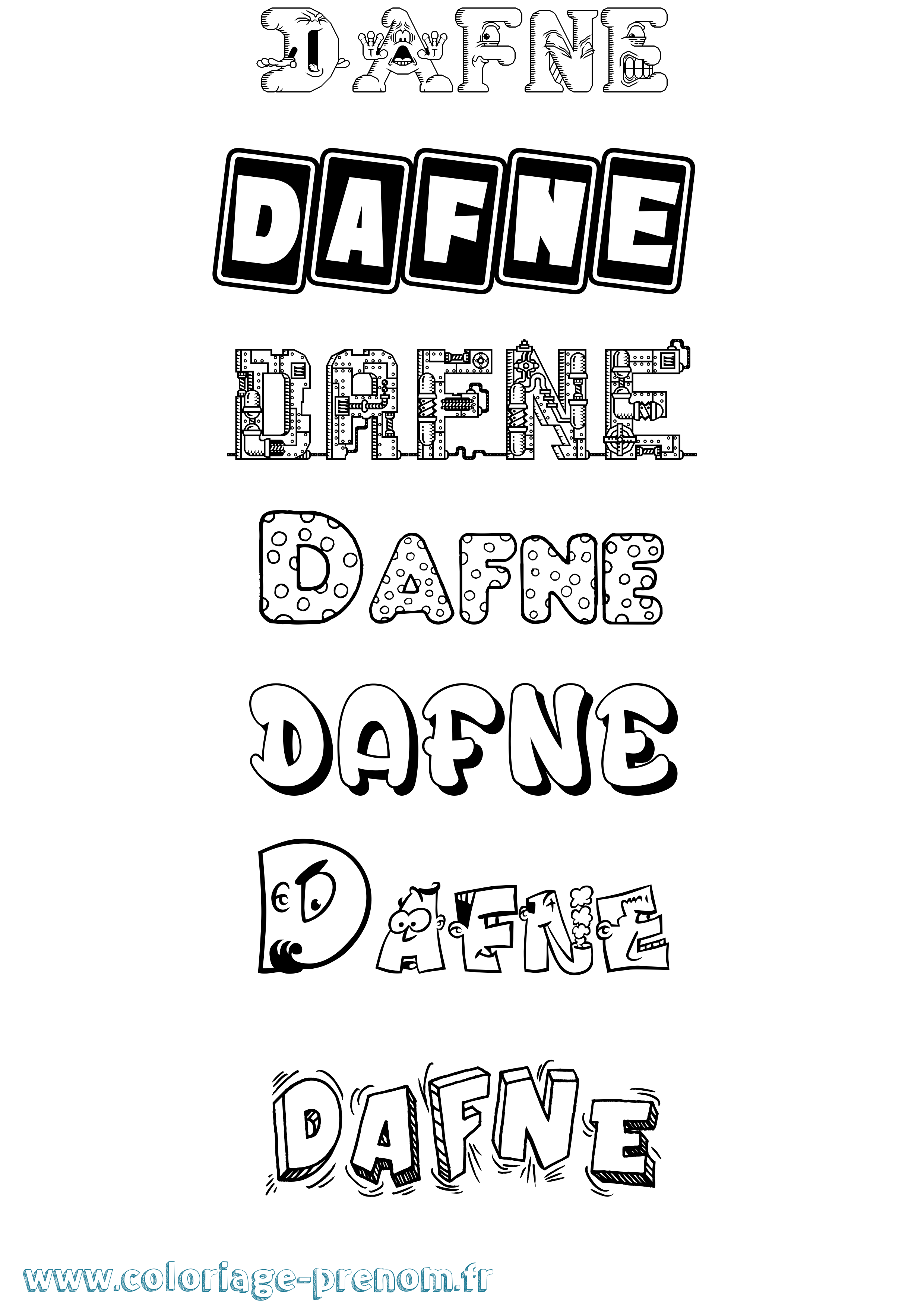 Coloriage prénom Dafne Fun