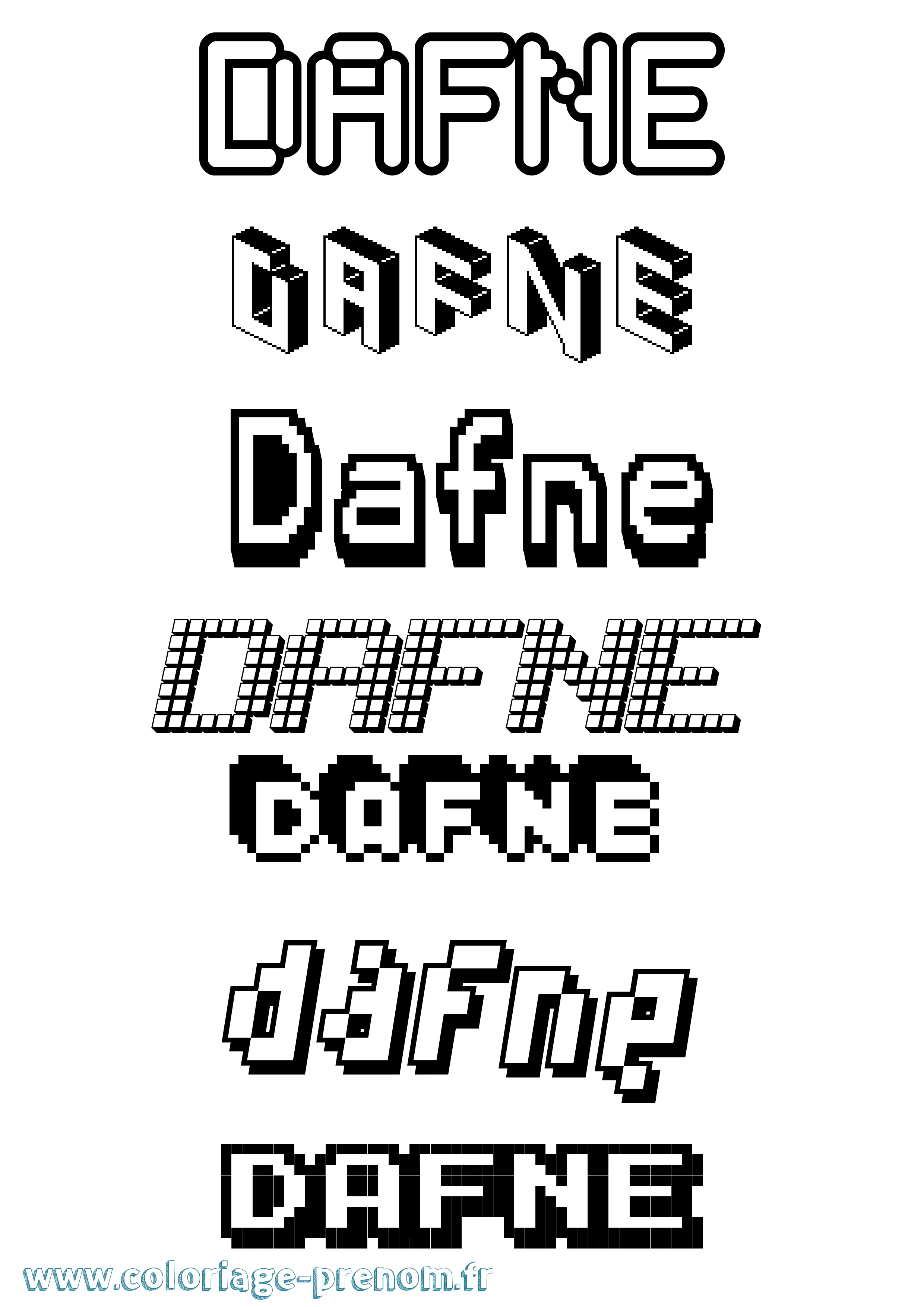 Coloriage prénom Dafne Pixel