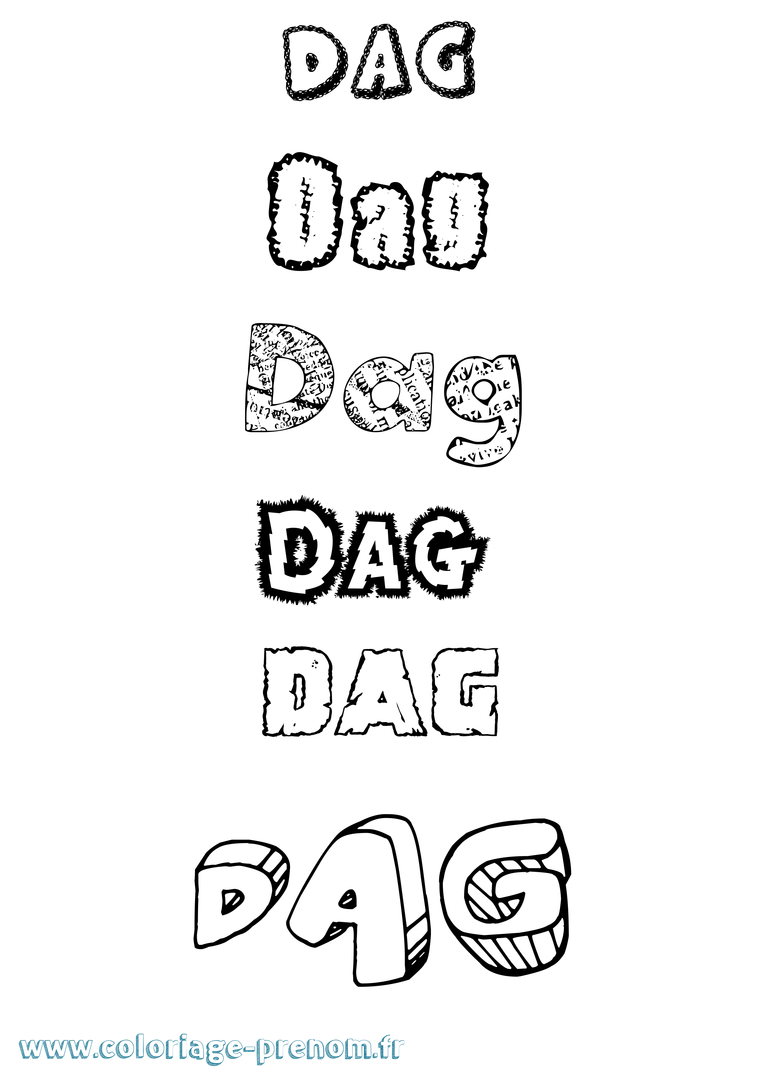 Coloriage Dag Destructuré Coloriage prénom Dag Destructuré