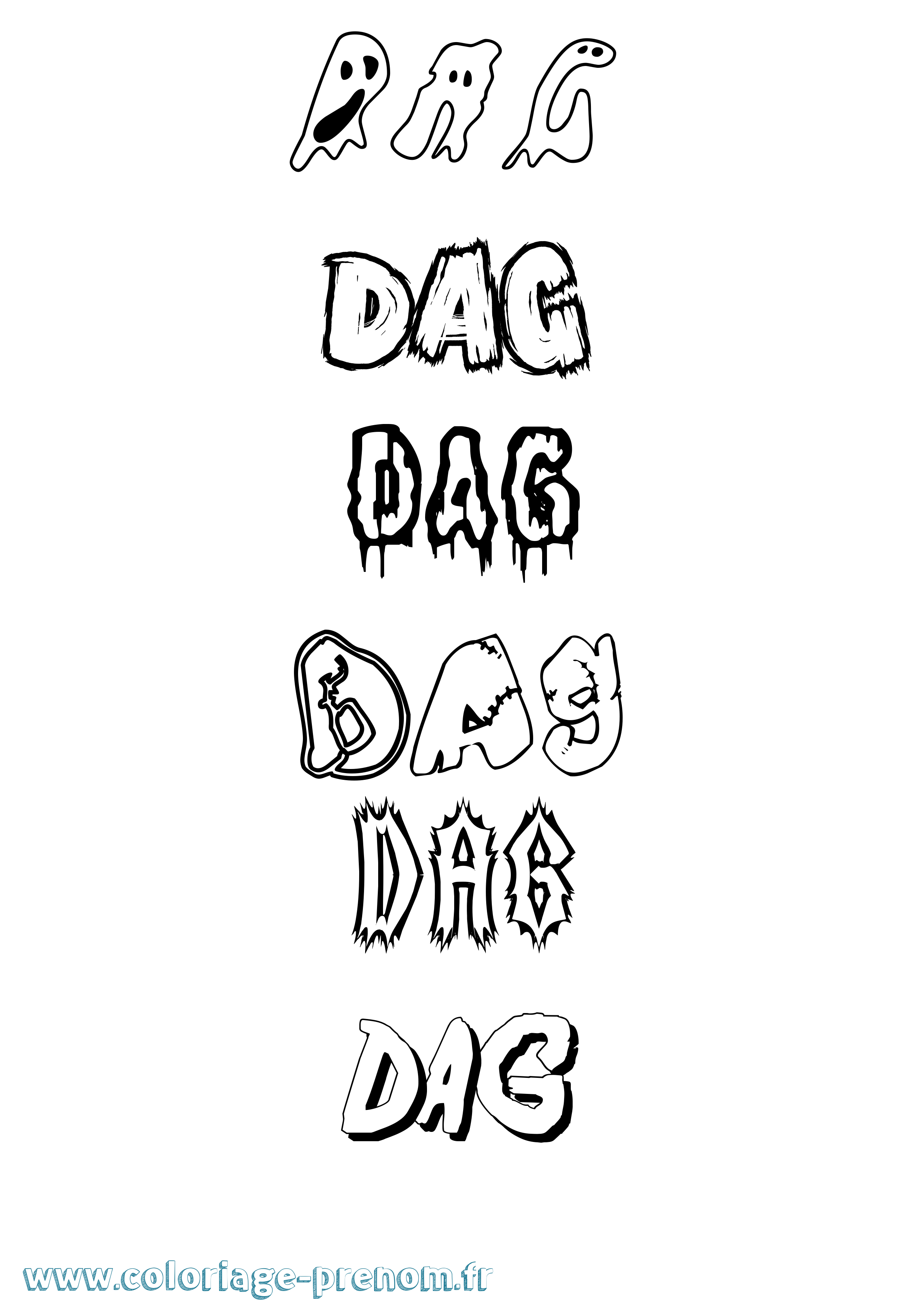 Coloriage Dag Frisson Coloriage prénom Dag Frisson
