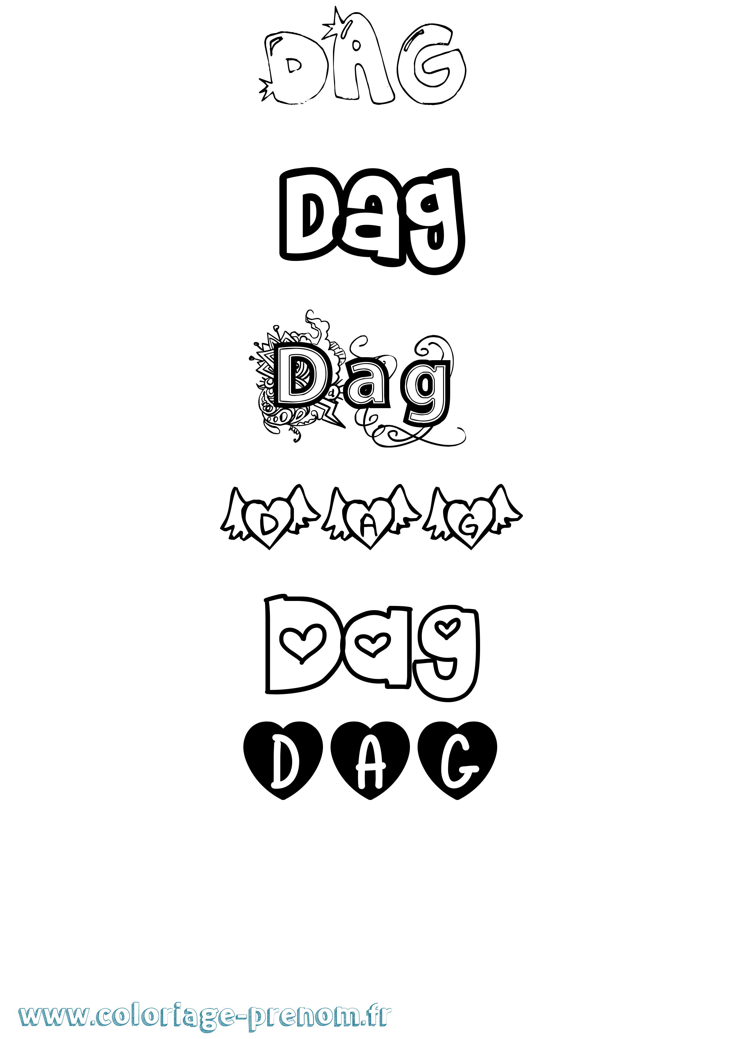 Coloriage Dag Girly Coloriage prénom Dag Girly