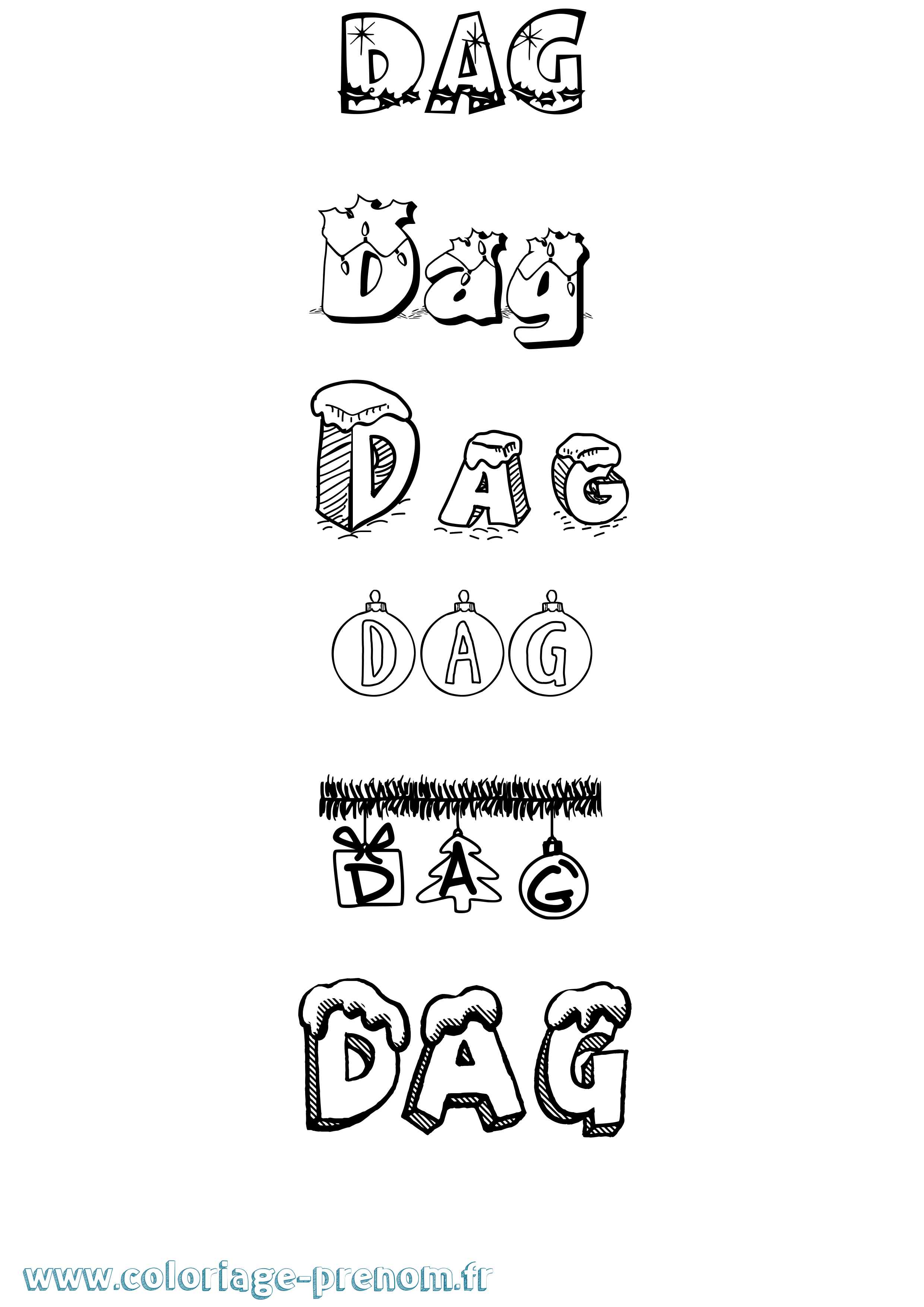 Coloriage Dag Noël Coloriage prénom Dag Noël