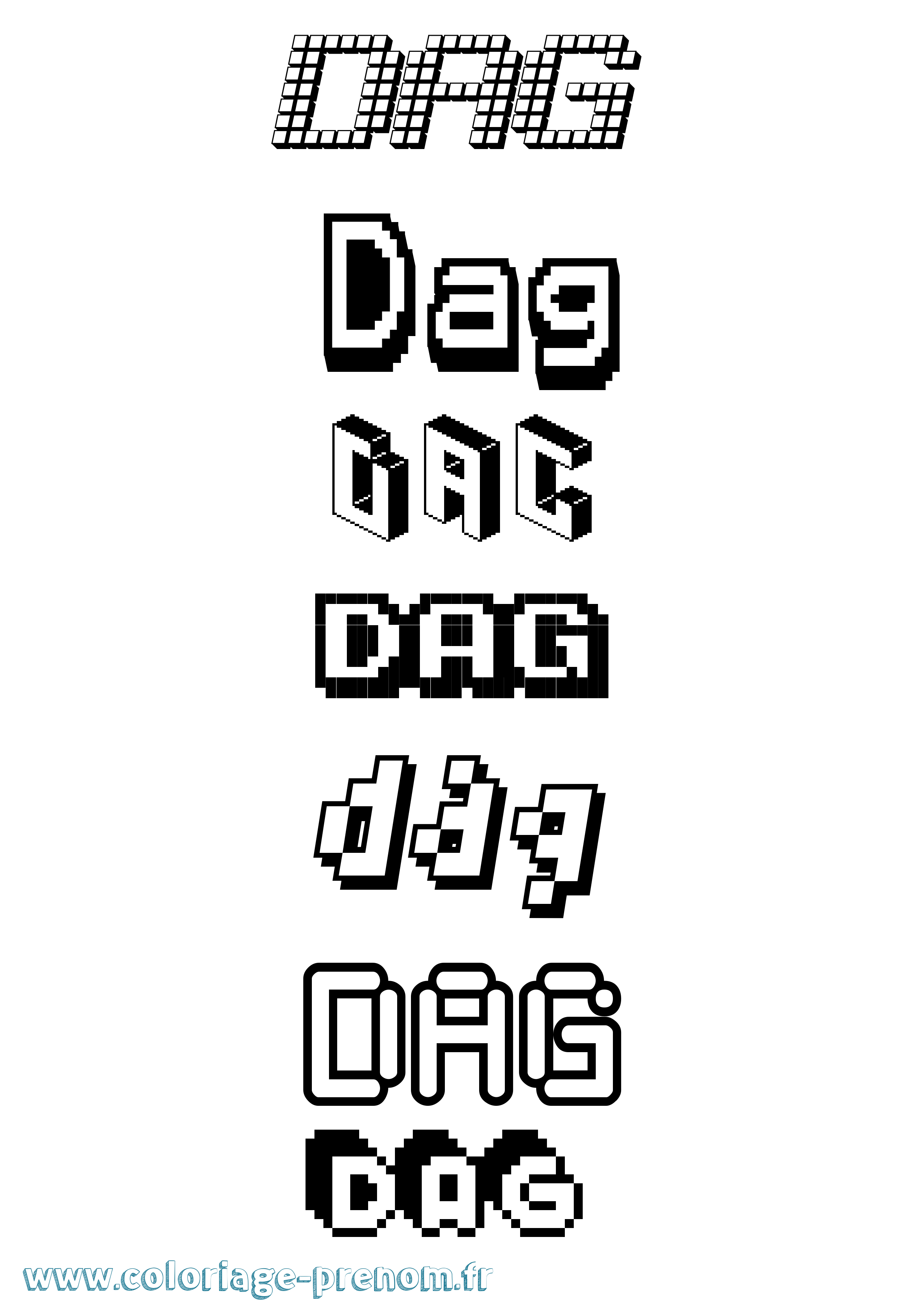 Coloriage Dag Pixel Coloriage prénom Dag Pixel
