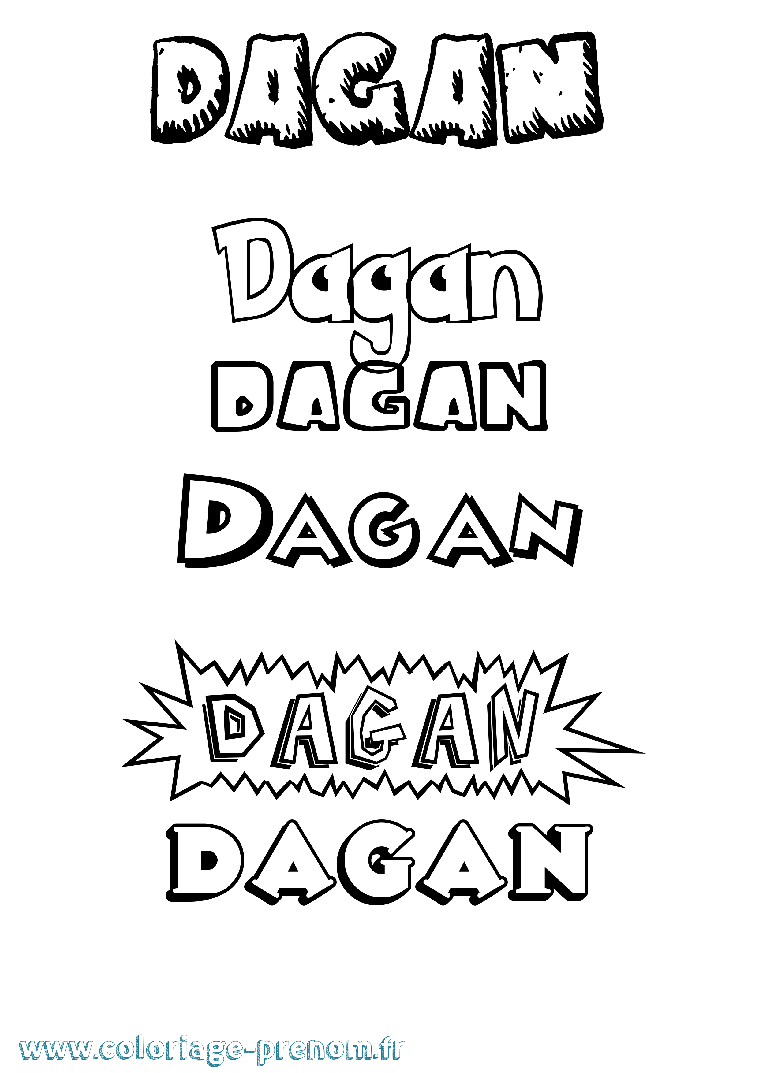 Coloriage prénom Dagan Dessin Animé