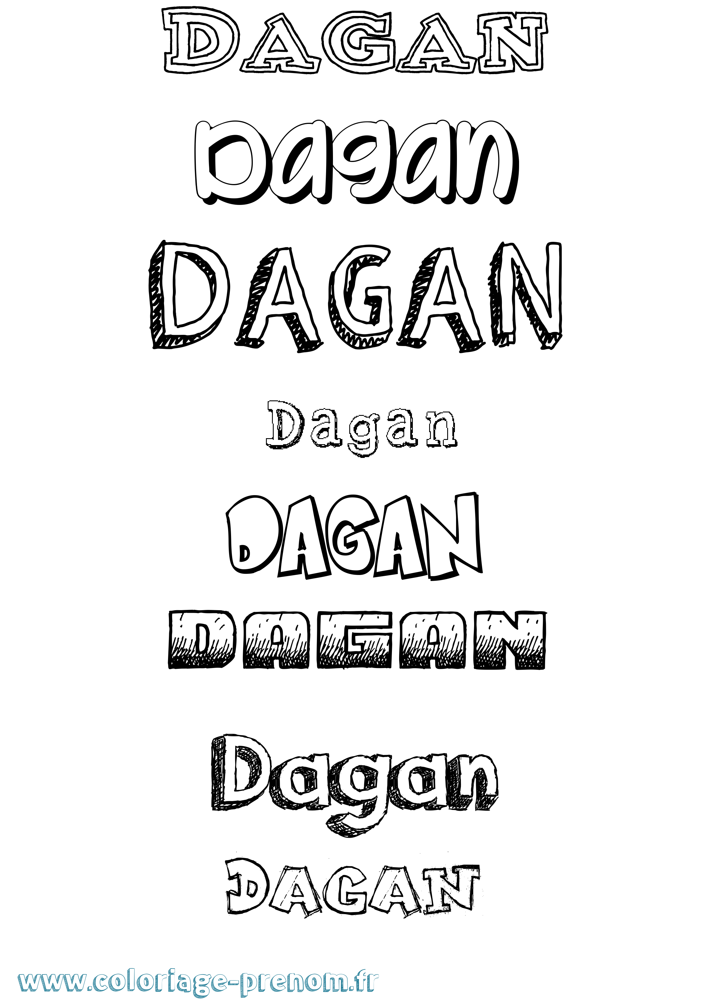 Coloriage prénom Dagan Dessiné