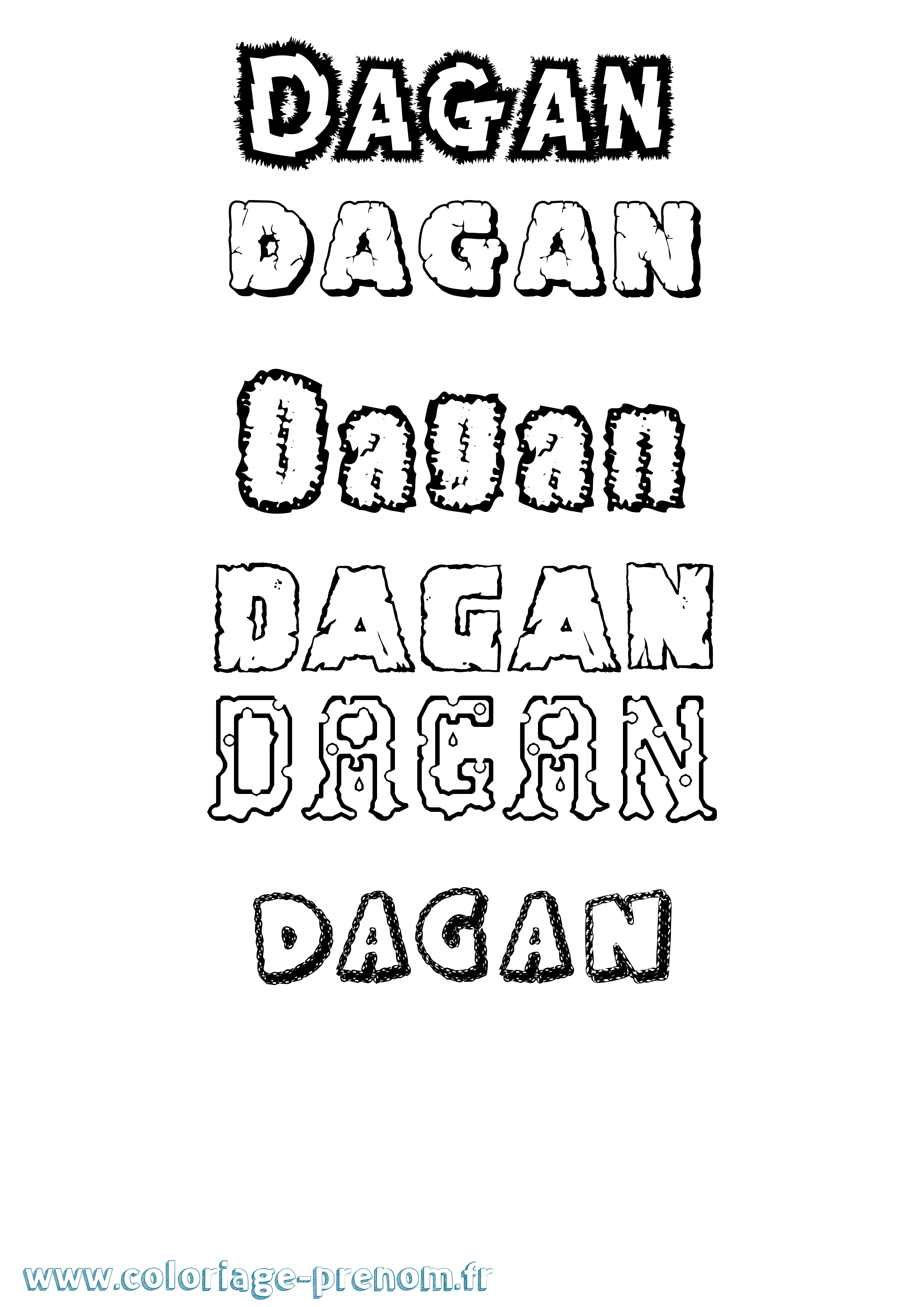 Coloriage prénom Dagan Destructuré