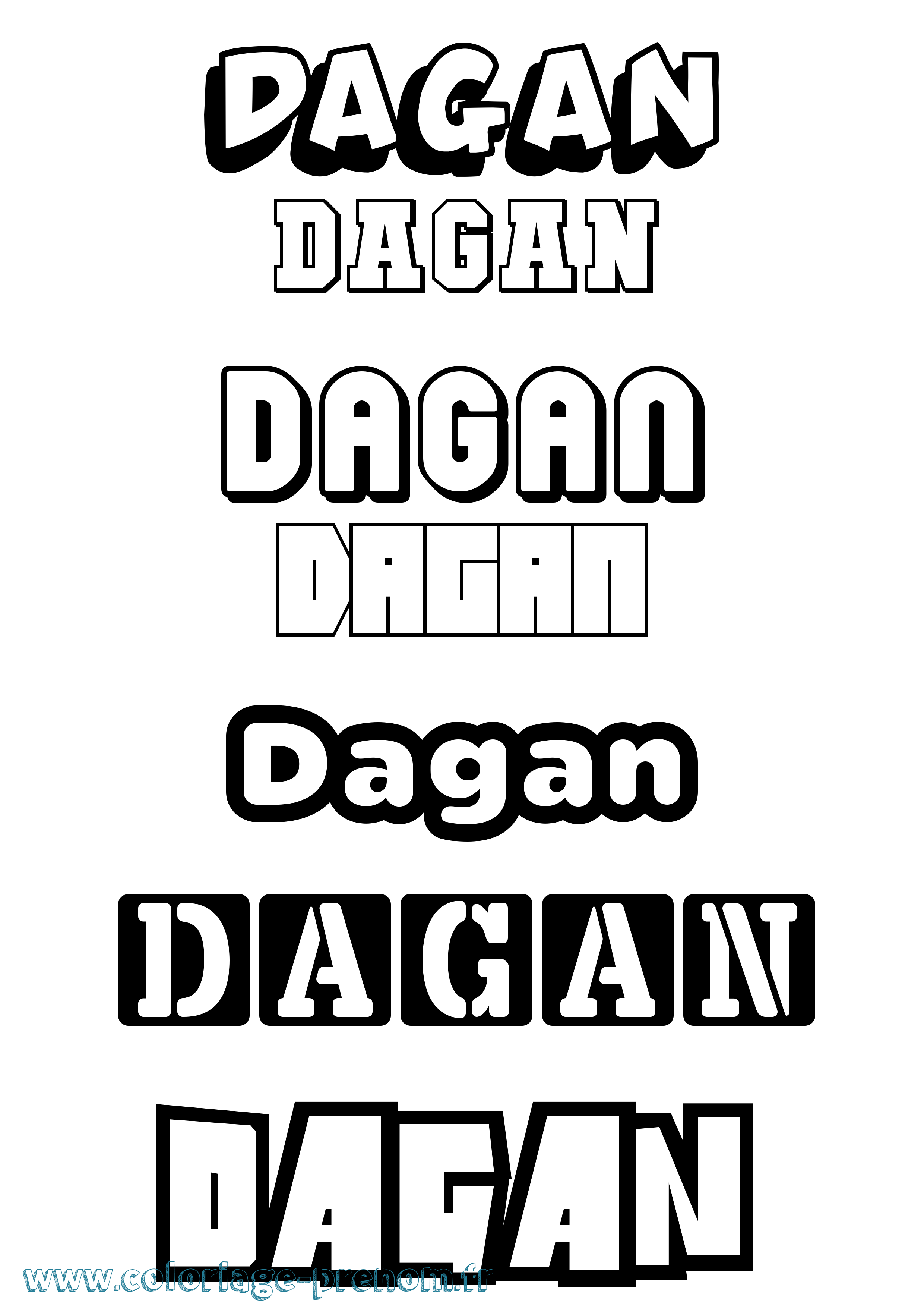 Coloriage prénom Dagan Simple