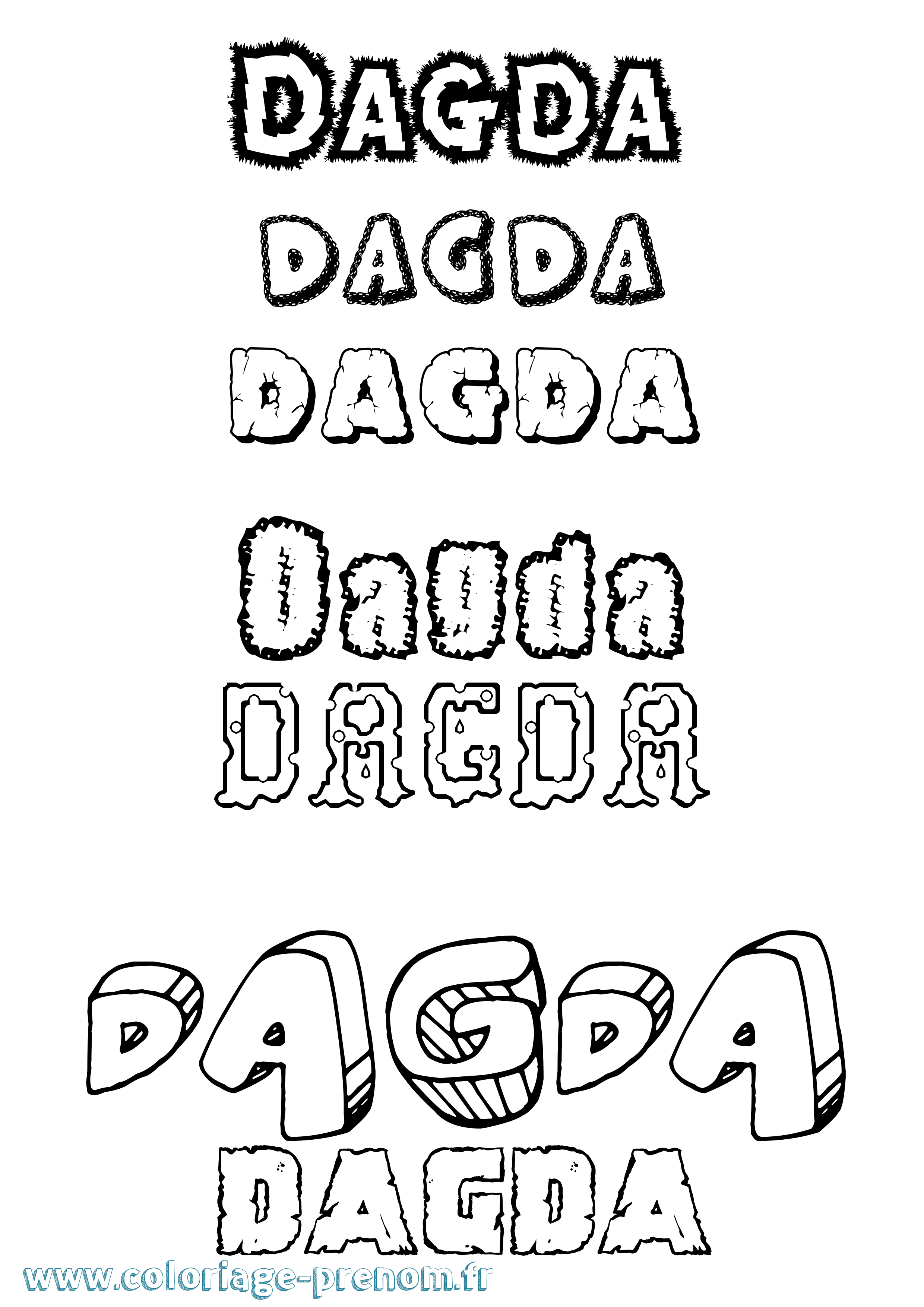 Coloriage prénom Dagda Destructuré