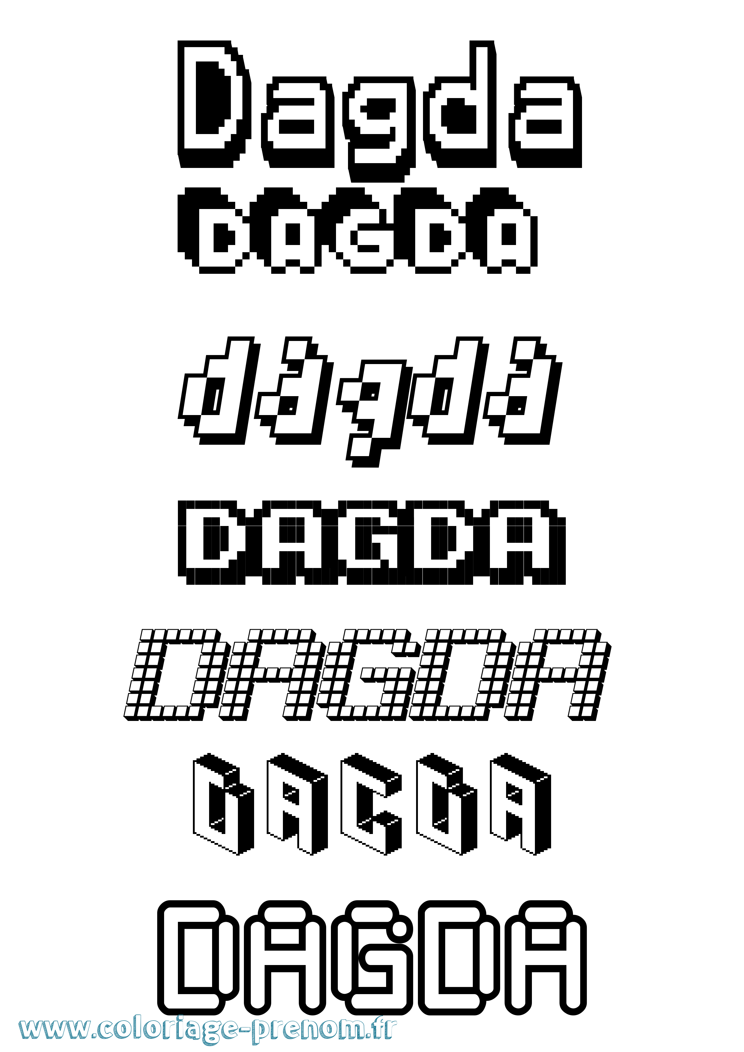 Coloriage prénom Dagda Pixel