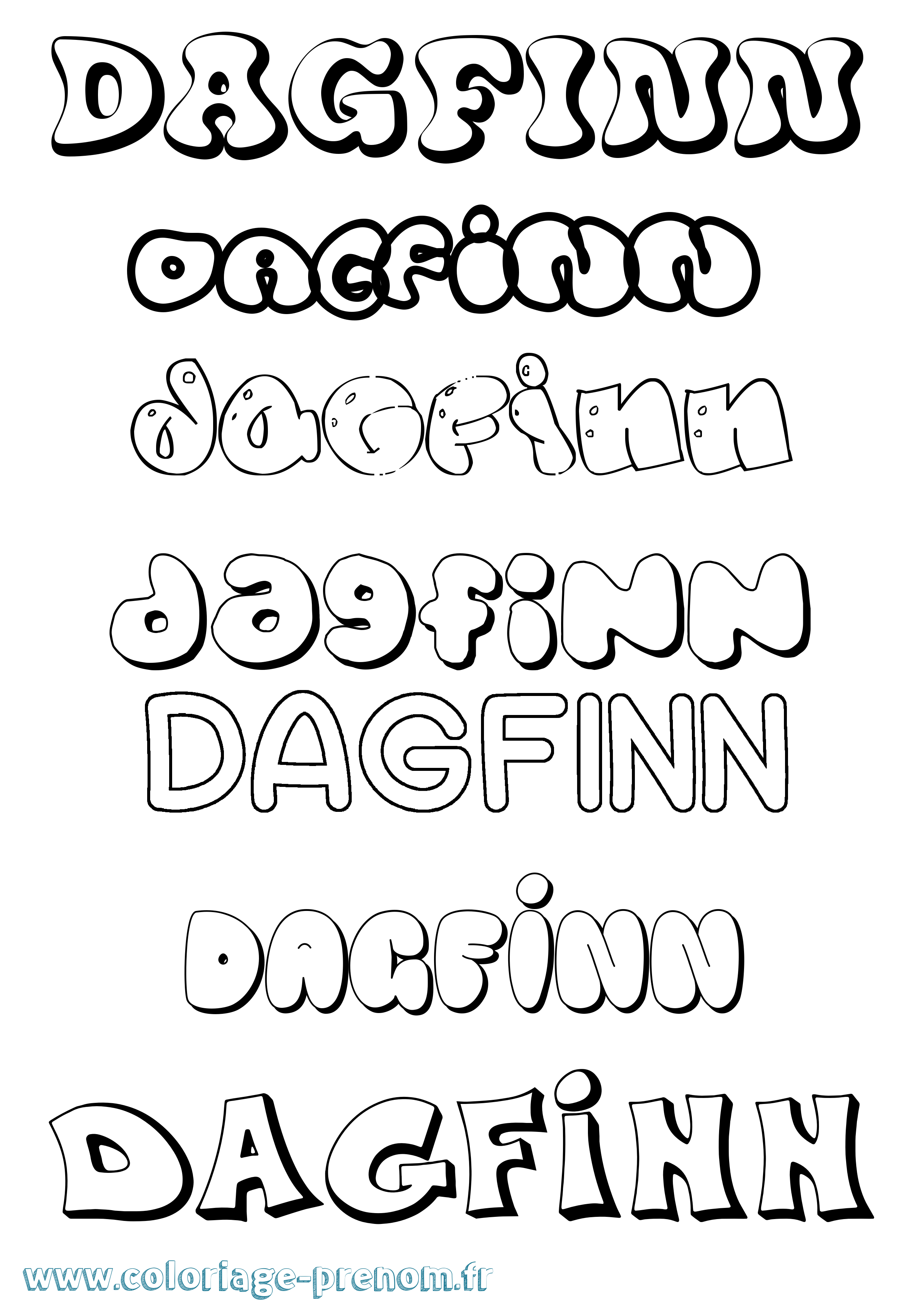 Coloriage prénom Dagfinn Bubble