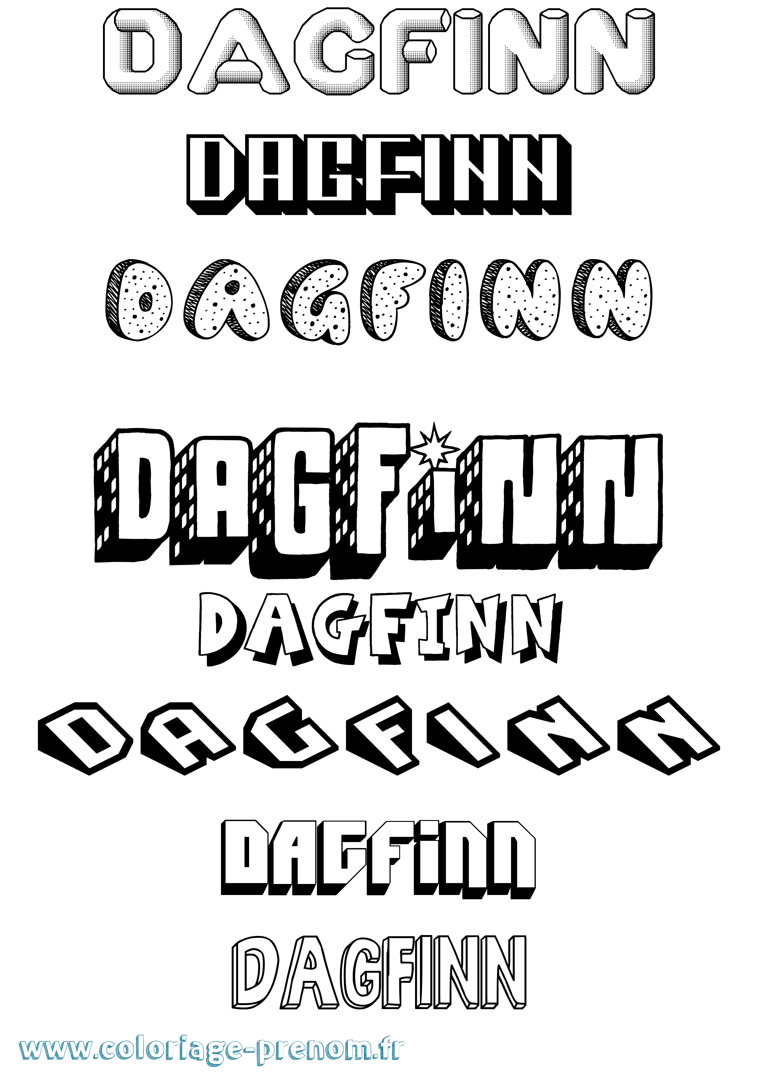 Coloriage prénom Dagfinn Effet 3D