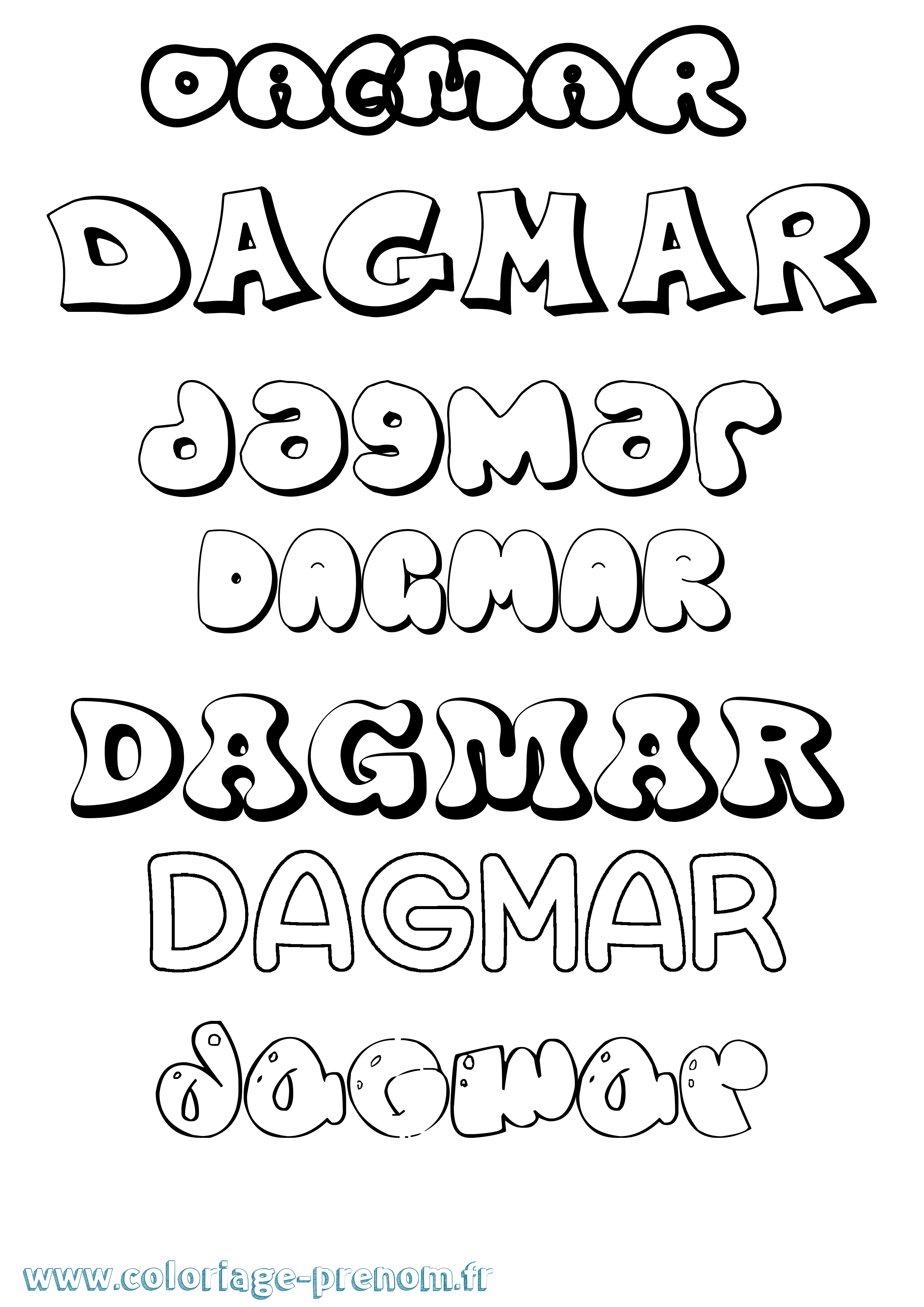 Coloriage Dagmar Bubble Coloriage prénom Dagmar Bubble