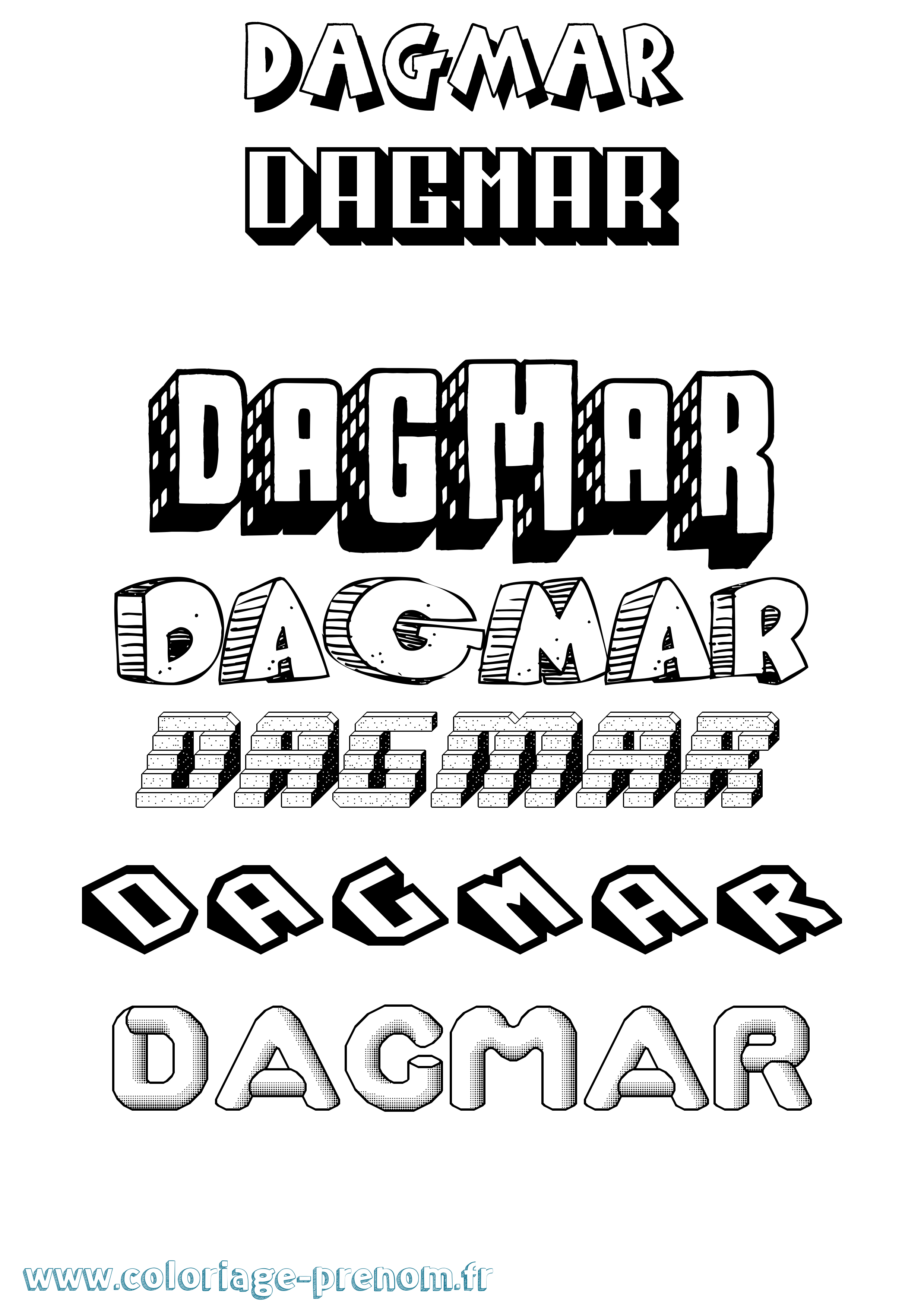 Coloriage Dagmar Effet 3D Coloriage prénom Dagmar Effet 3D