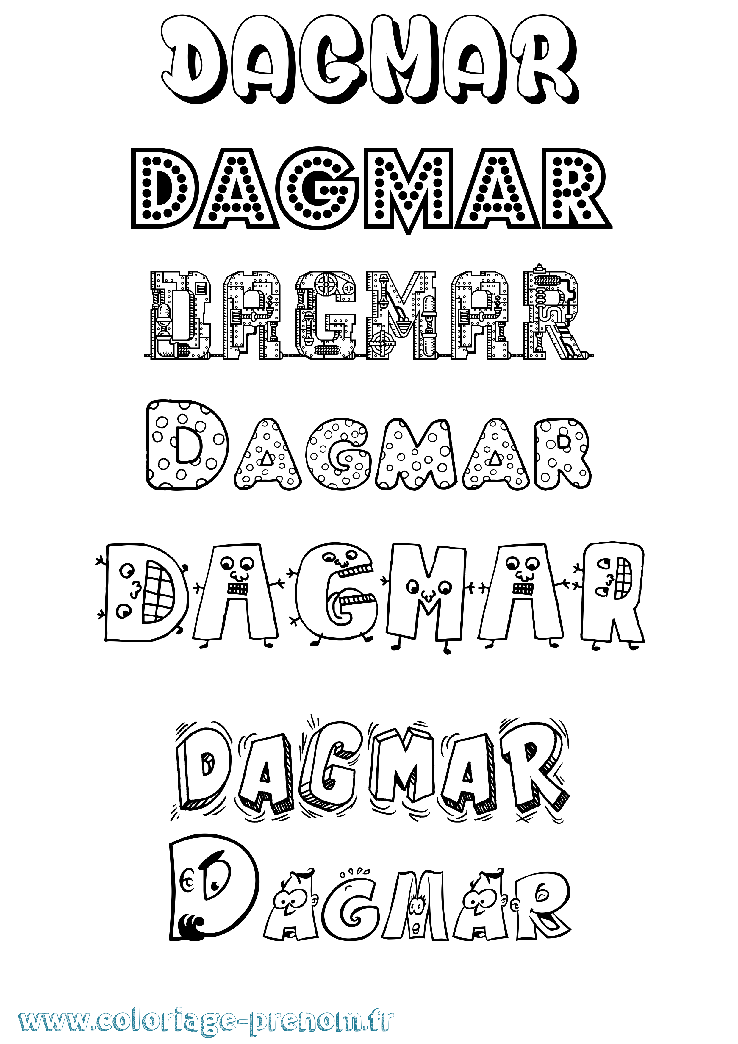 Coloriage prénom Dagmar Fun