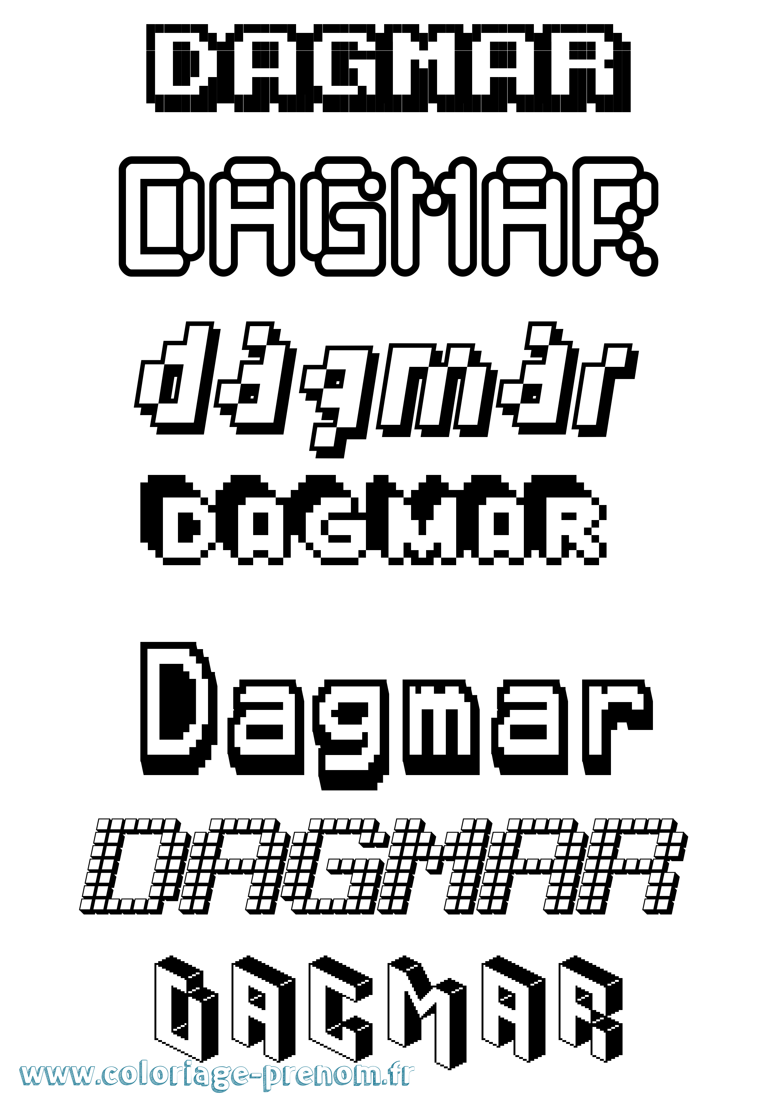 Coloriage prénom Dagmar Pixel