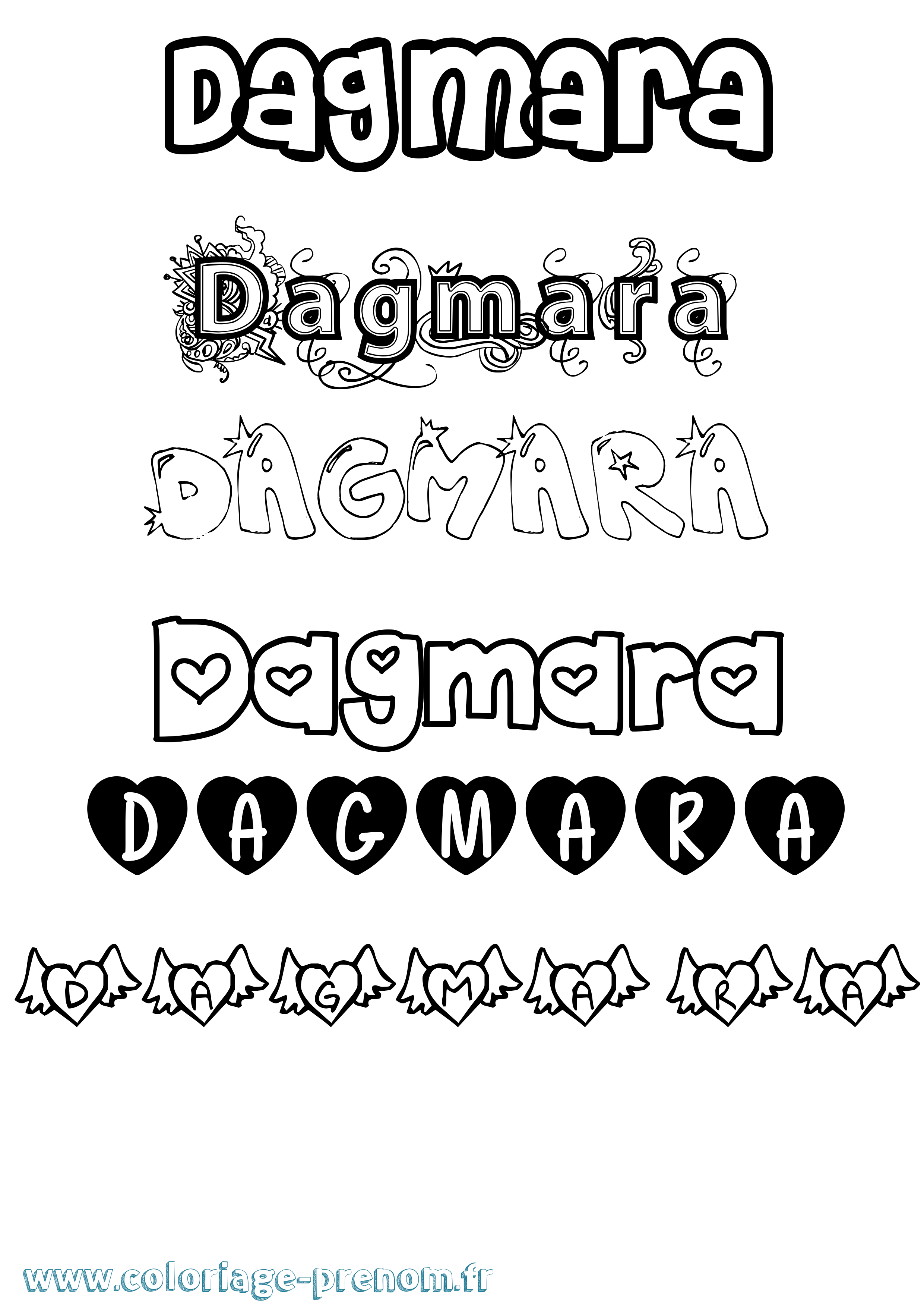 Coloriage prénom Dagmara Girly