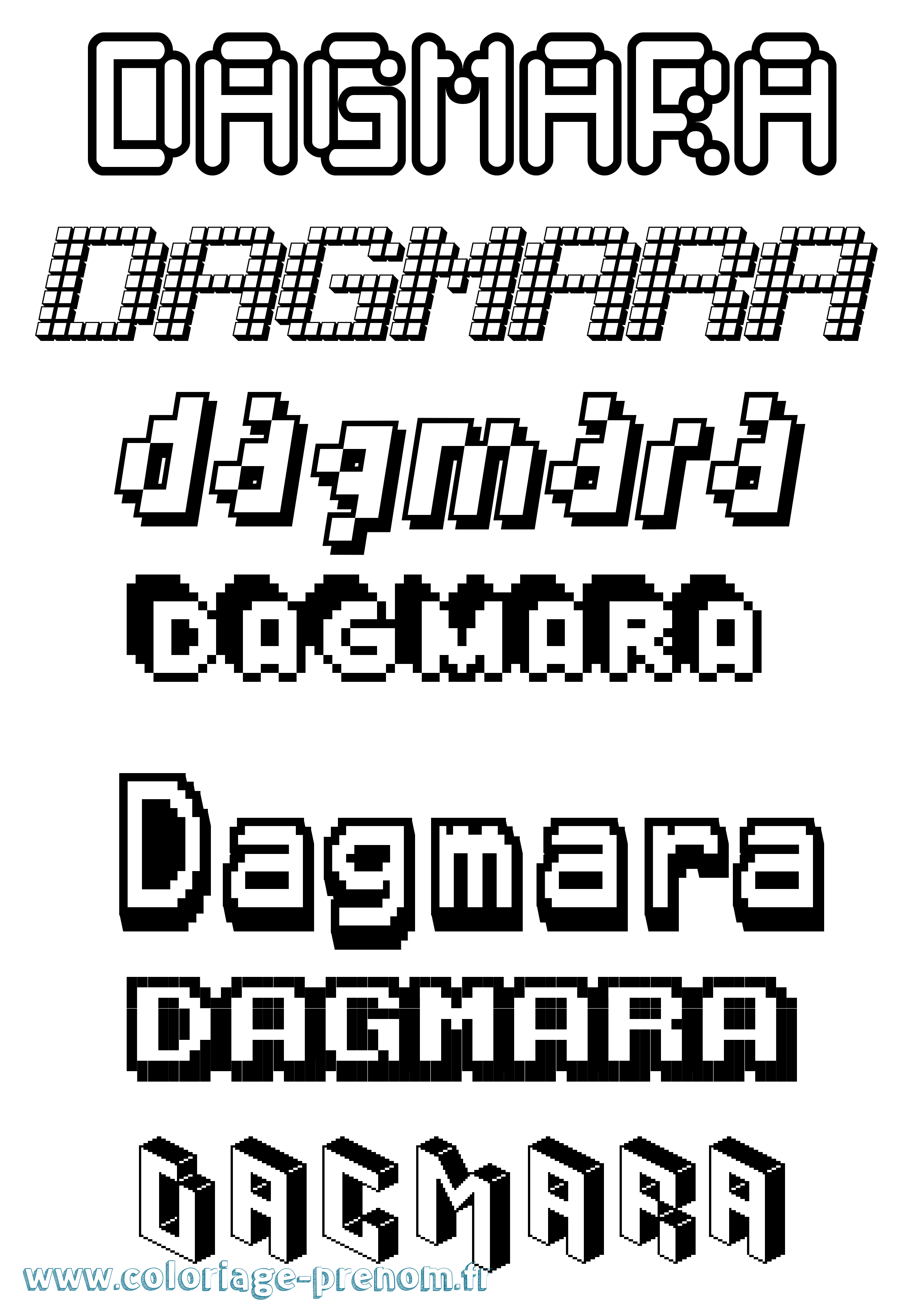 Coloriage prénom Dagmara Pixel