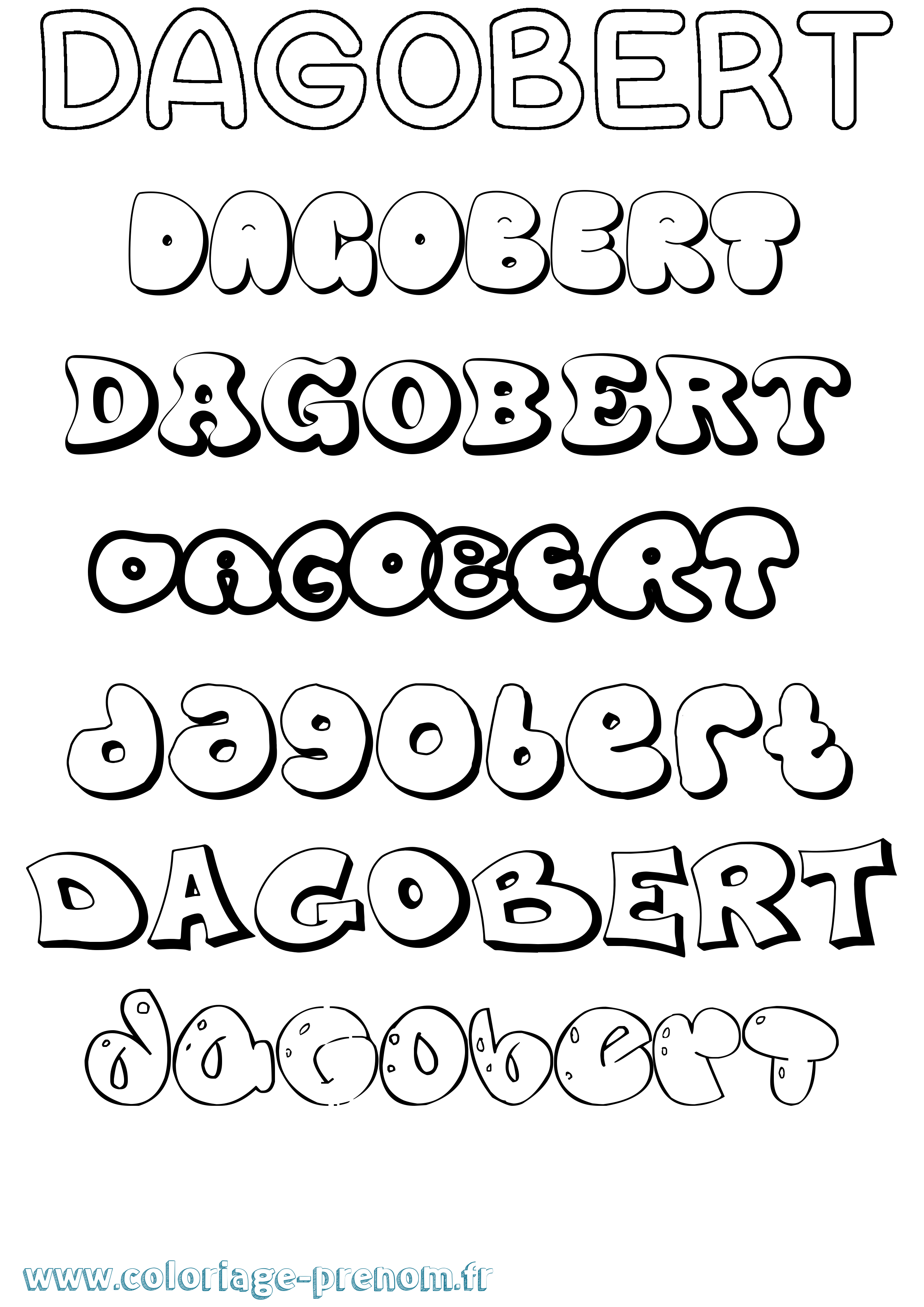 Coloriage Dagobert Bubble Coloriage prénom Dagobert Bubble