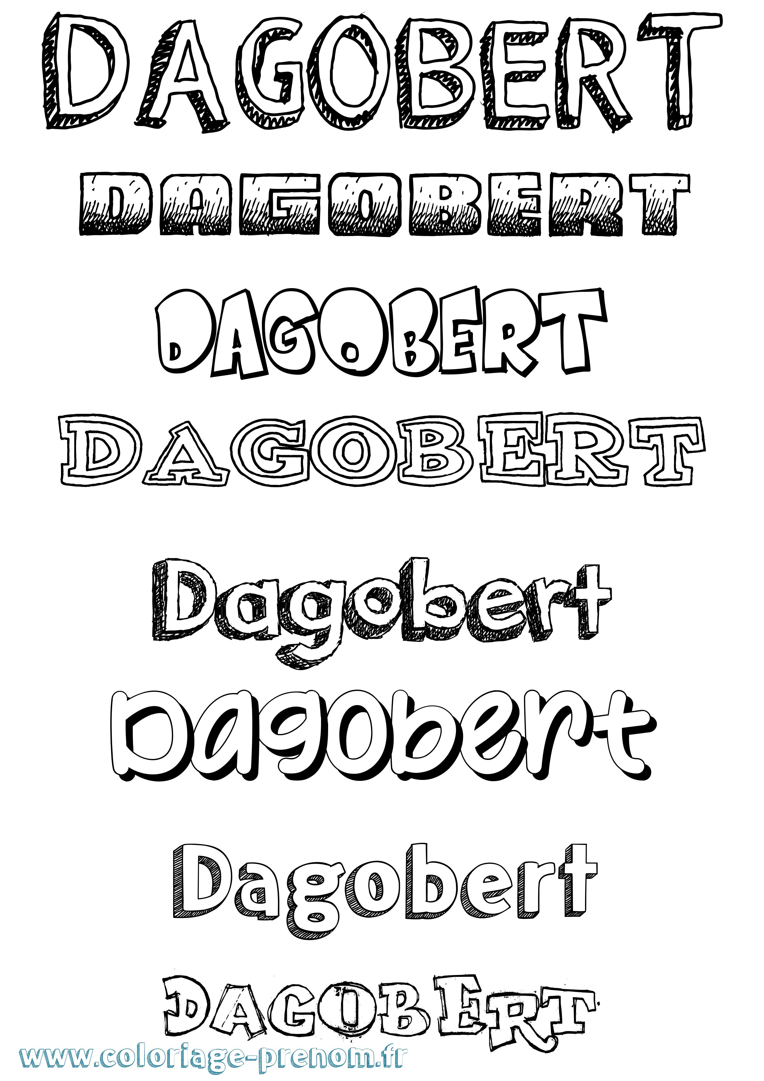 Coloriage Dagobert Dessiné Coloriage prénom Dagobert Dessiné