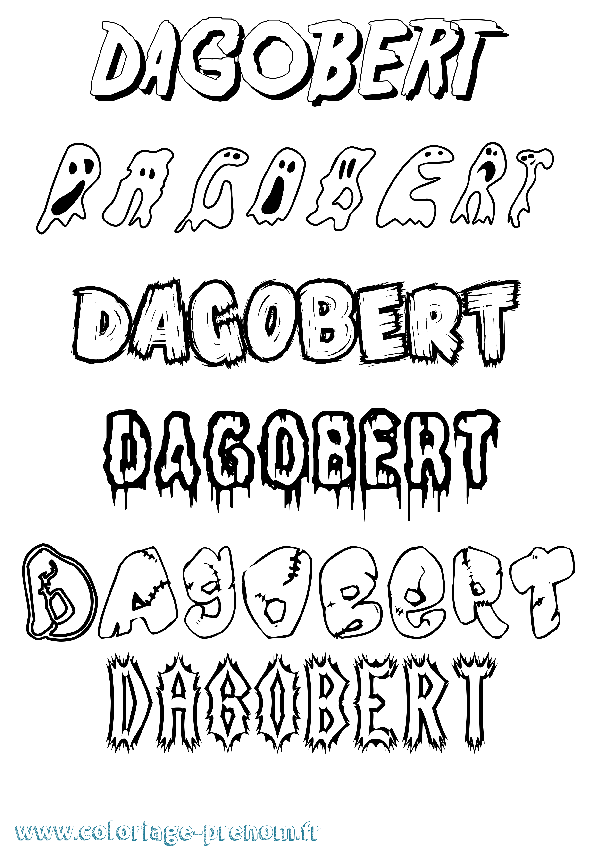 Coloriage Dagobert Frisson Coloriage prénom Dagobert Frisson