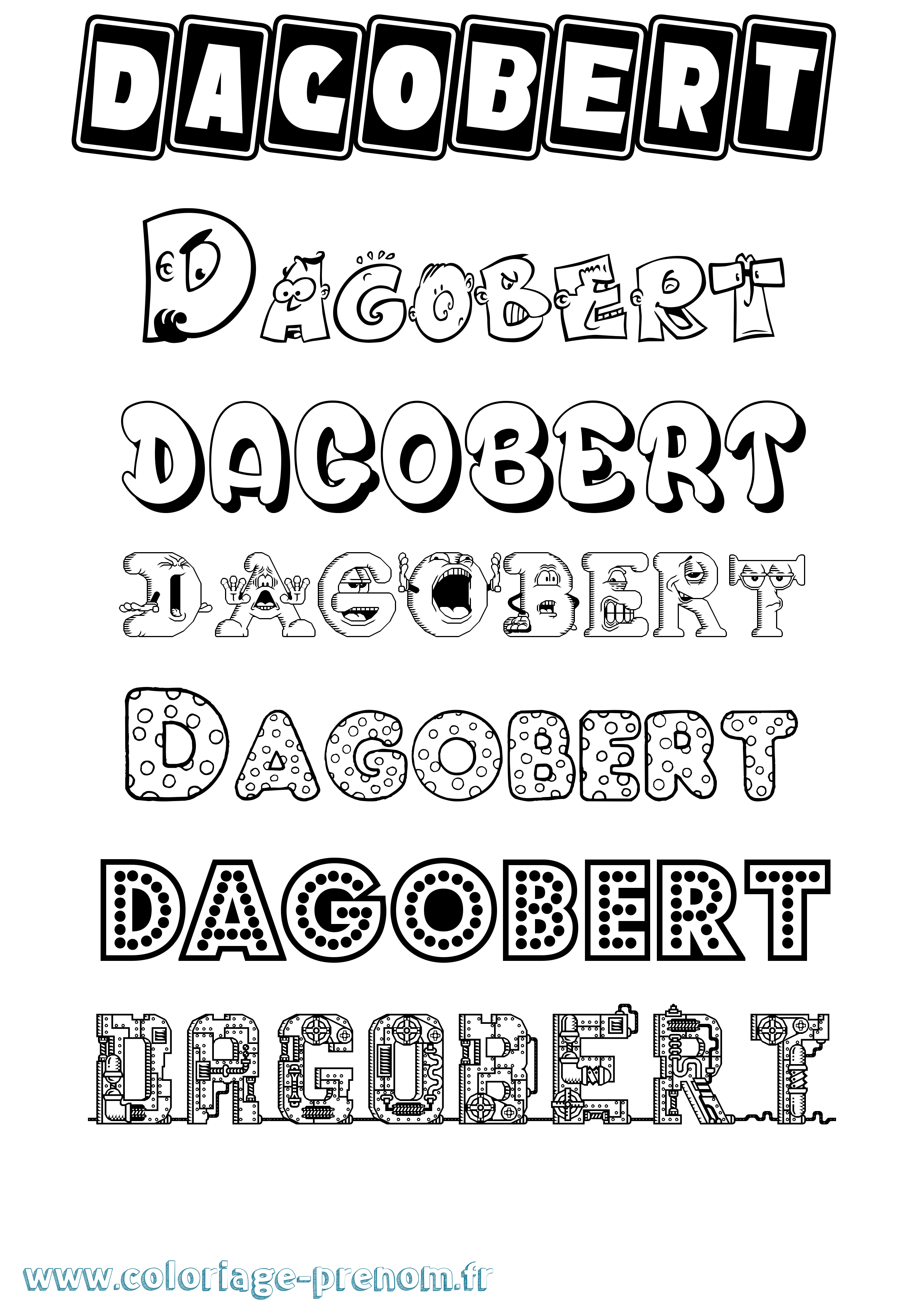 Coloriage Dagobert Fun Coloriage prénom Dagobert Fun