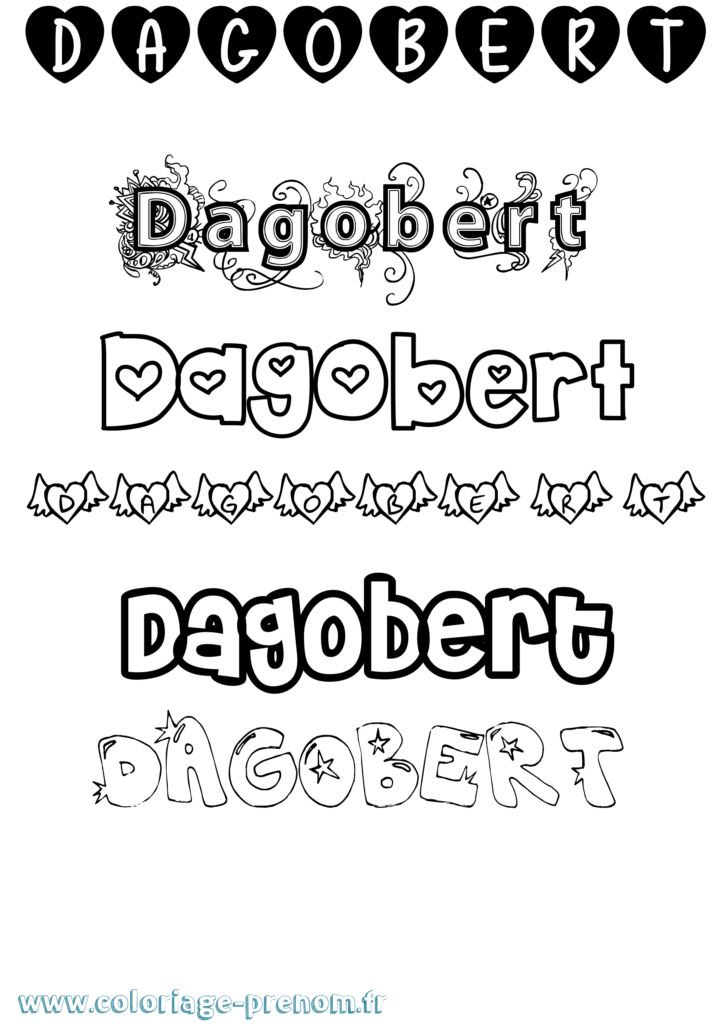 Coloriage Dagobert Girly Coloriage prénom Dagobert Girly