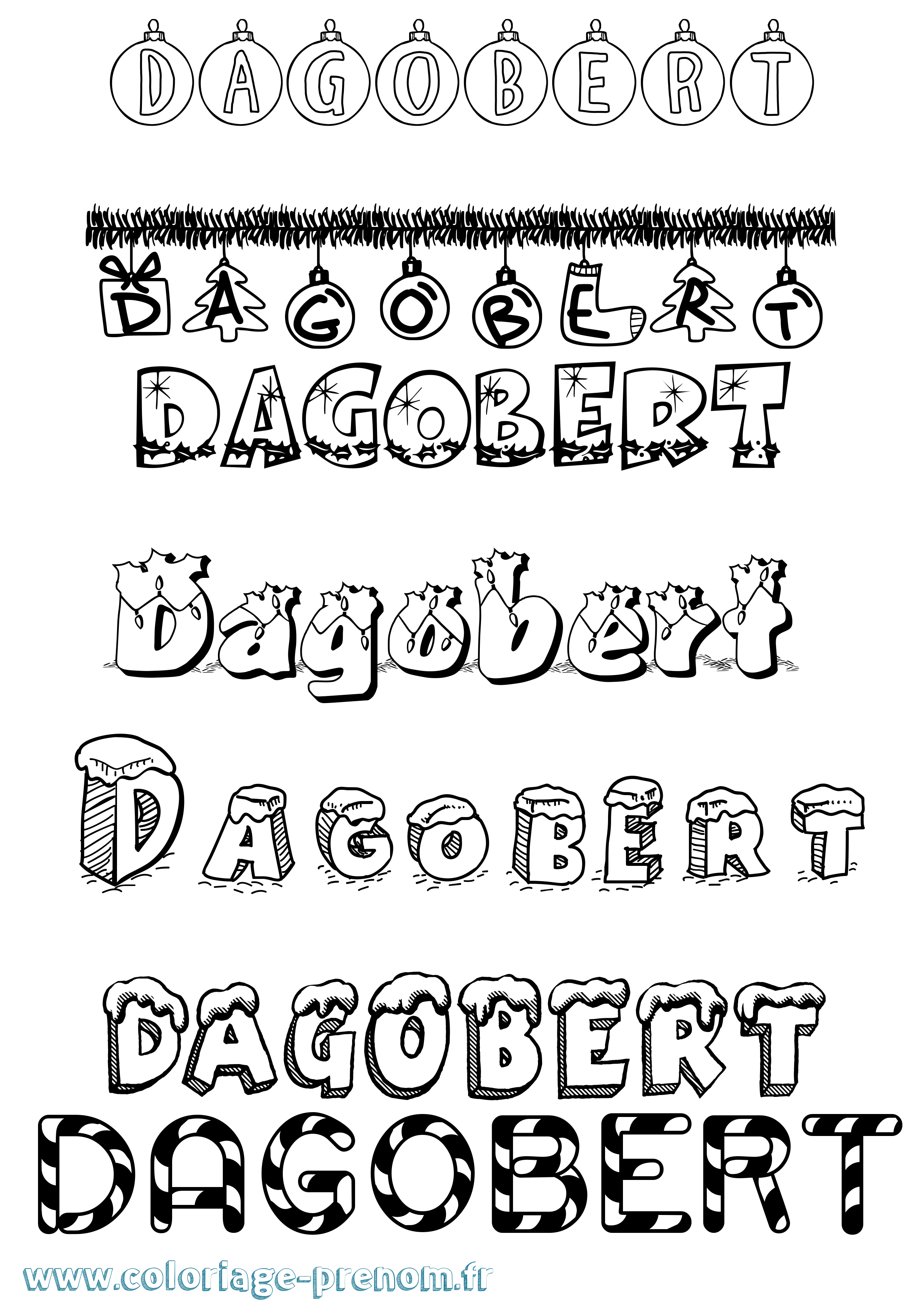 Coloriage Dagobert Noël Coloriage prénom Dagobert Noël