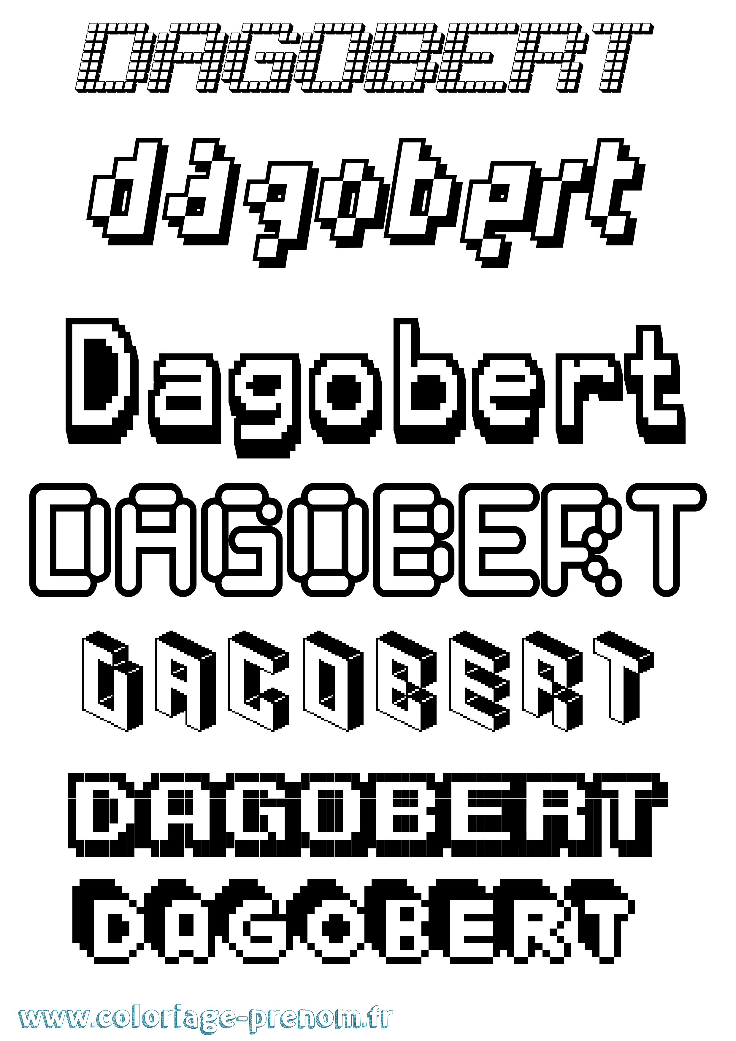 Coloriage Dagobert Pixel Coloriage prénom Dagobert Pixel