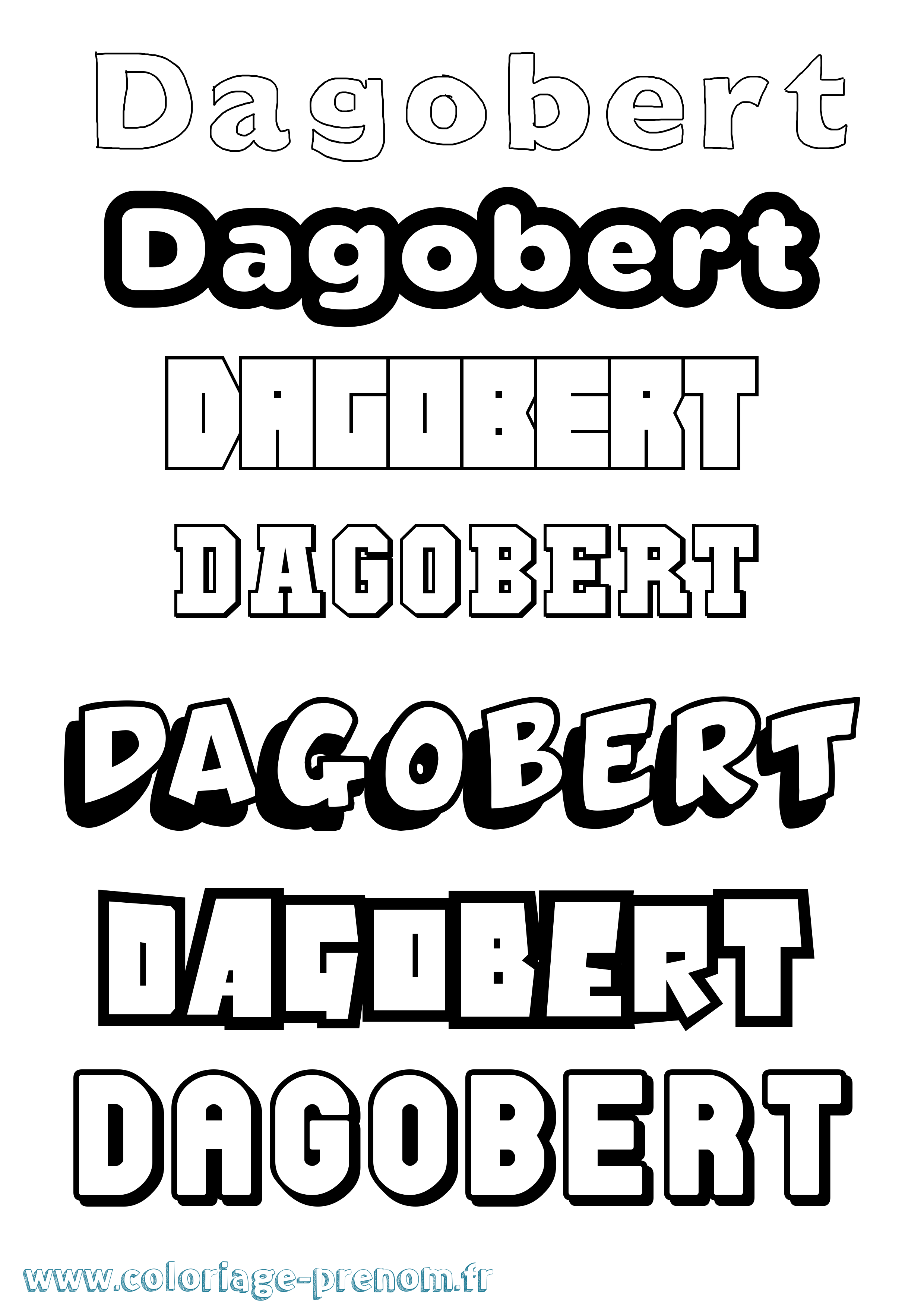 Coloriage Dagobert Simple Coloriage prénom Dagobert Simple