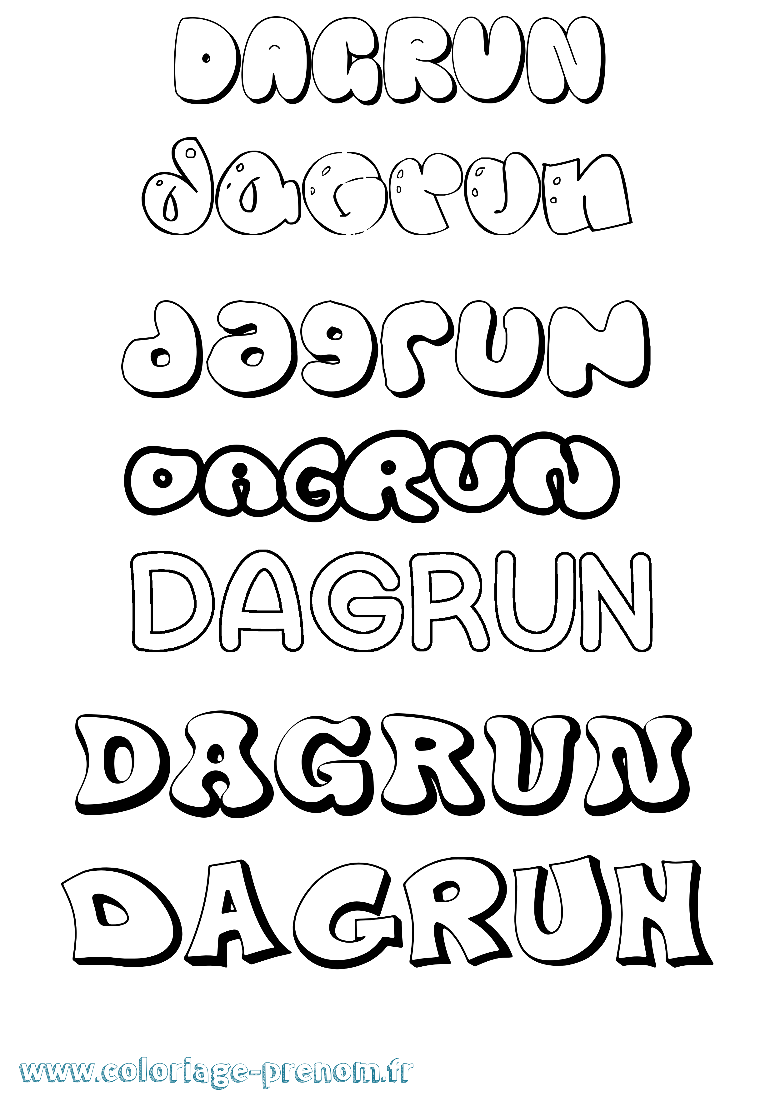 Coloriage prénom Dagrun Bubble