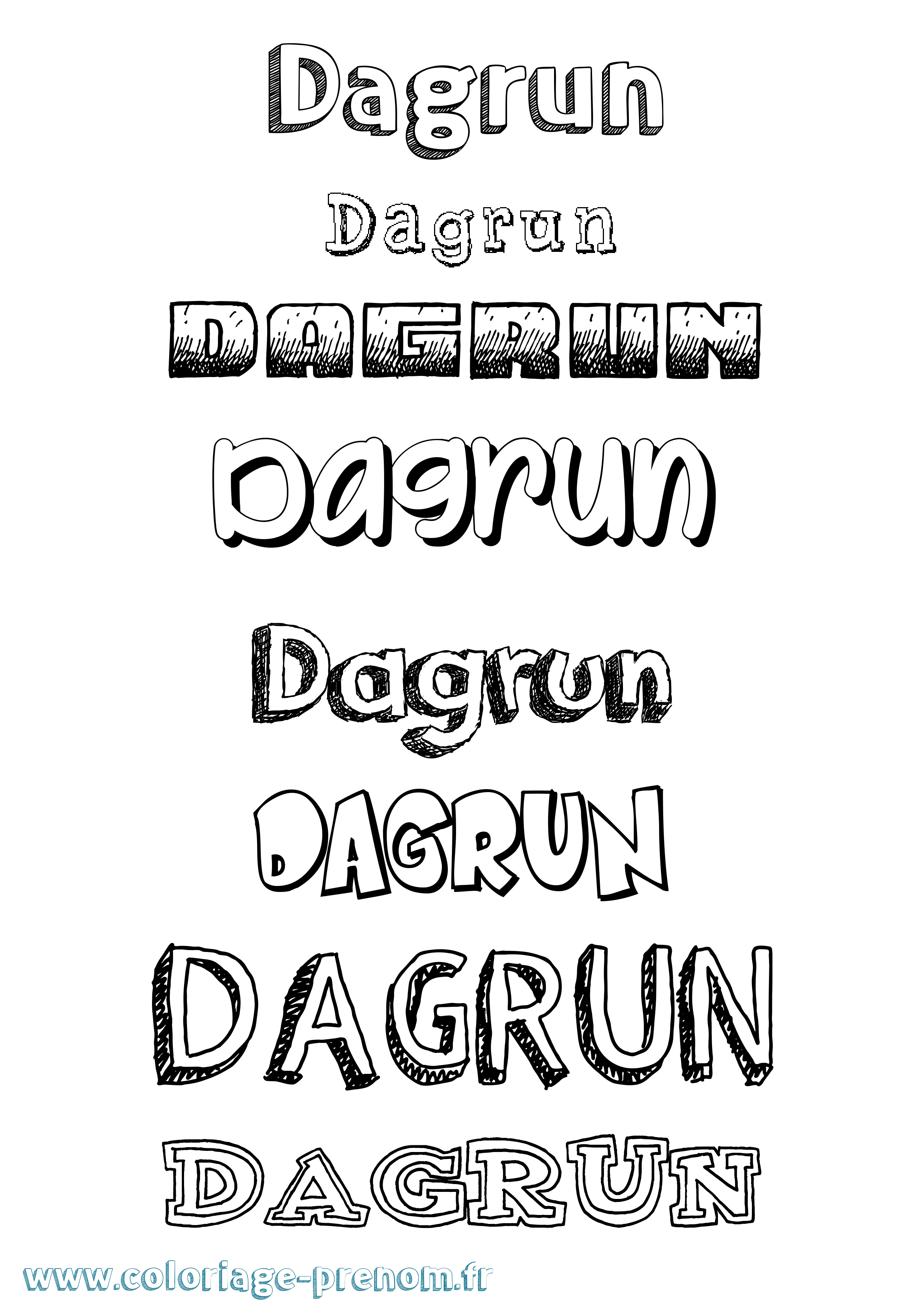 Coloriage prénom Dagrun Dessiné