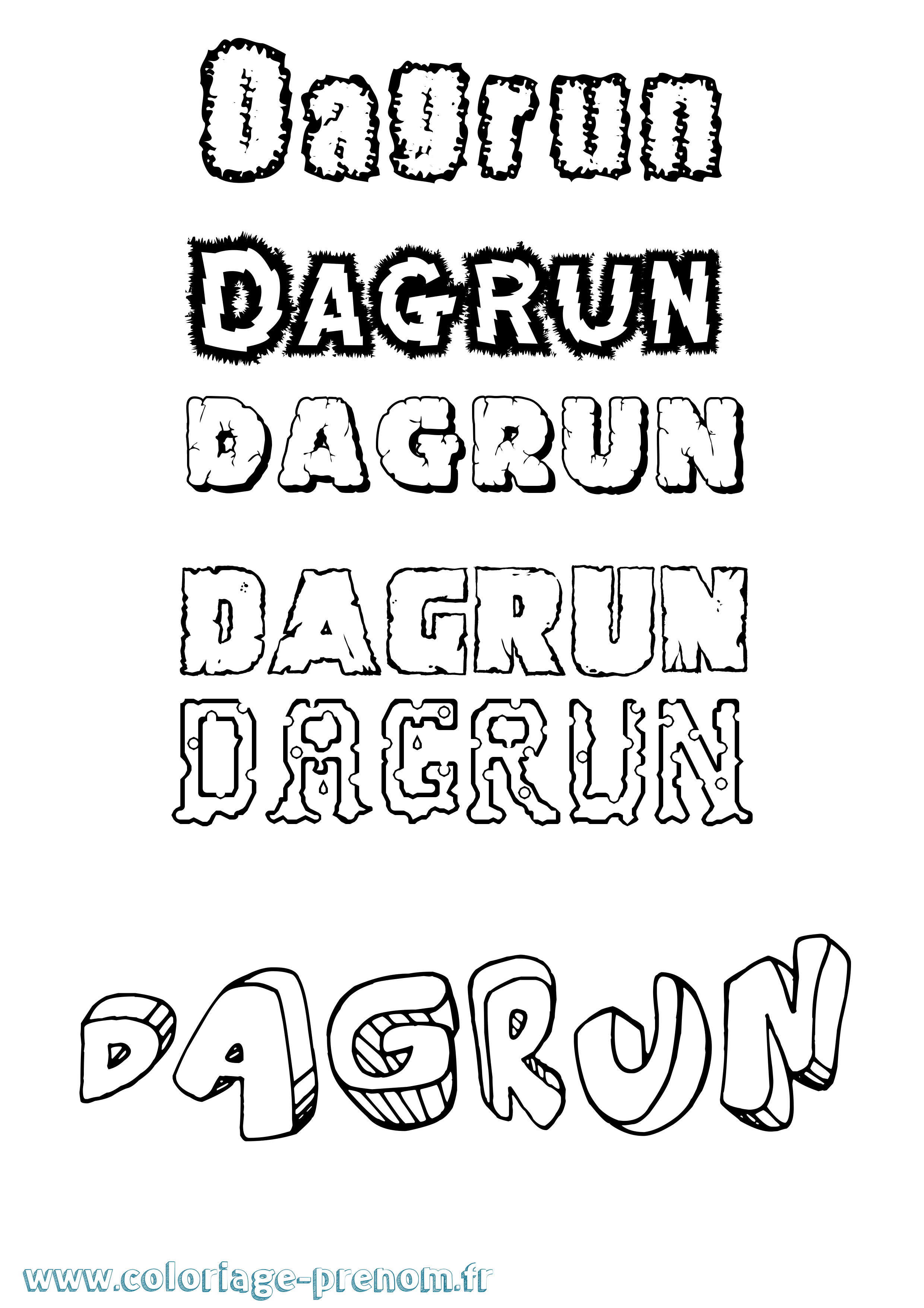 Coloriage prénom Dagrun Destructuré