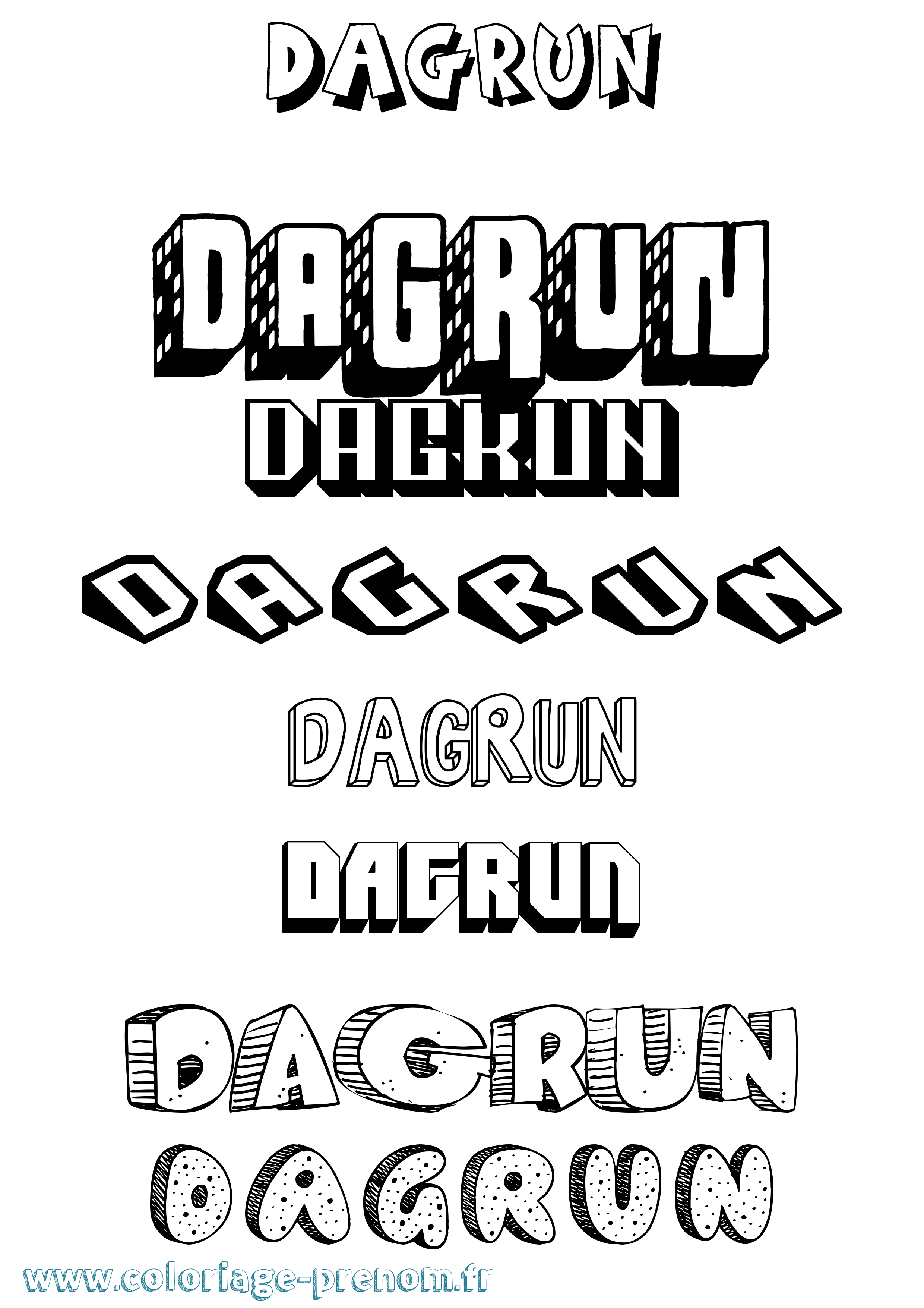 Coloriage prénom Dagrun Effet 3D