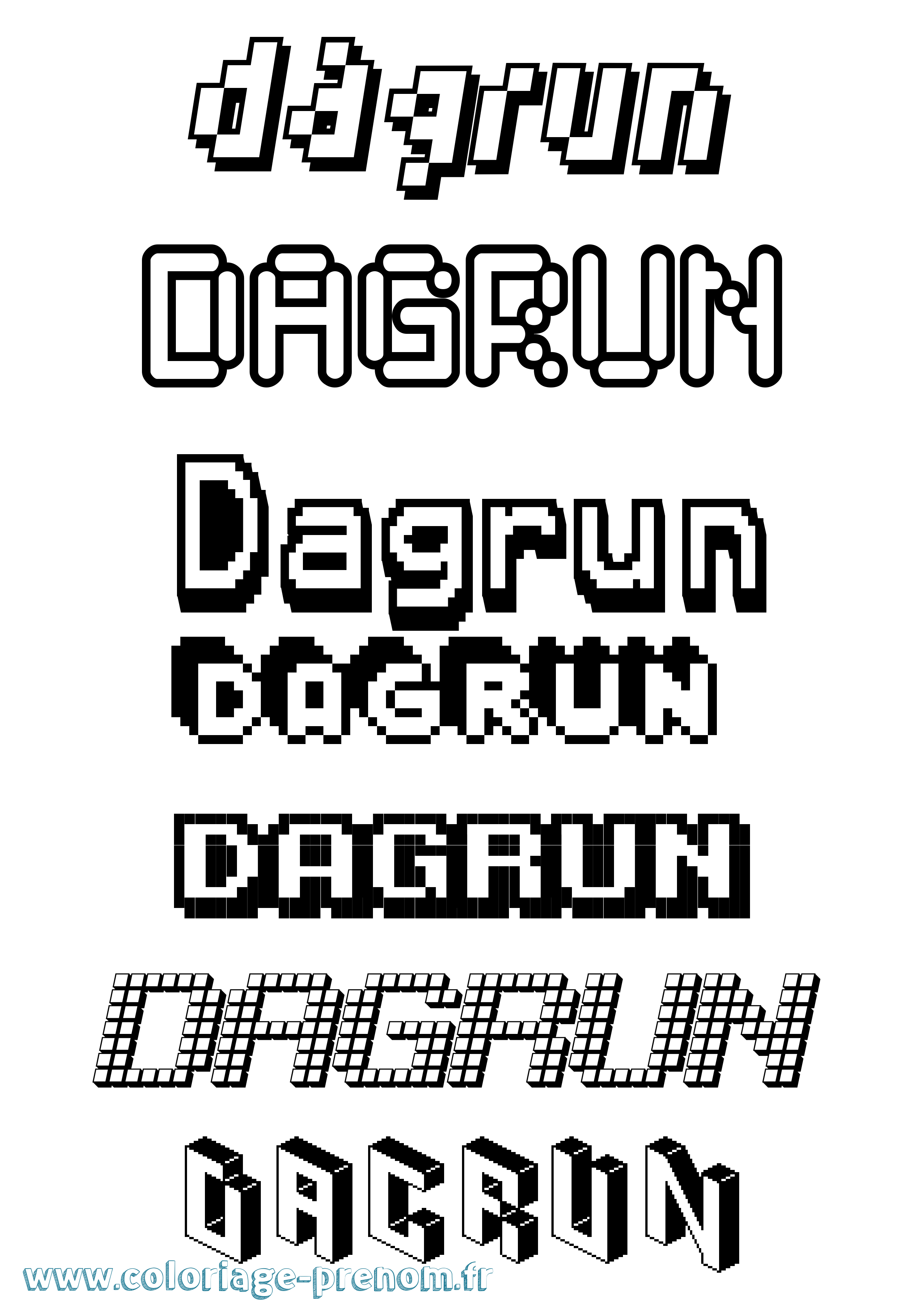 Coloriage prénom Dagrun Pixel