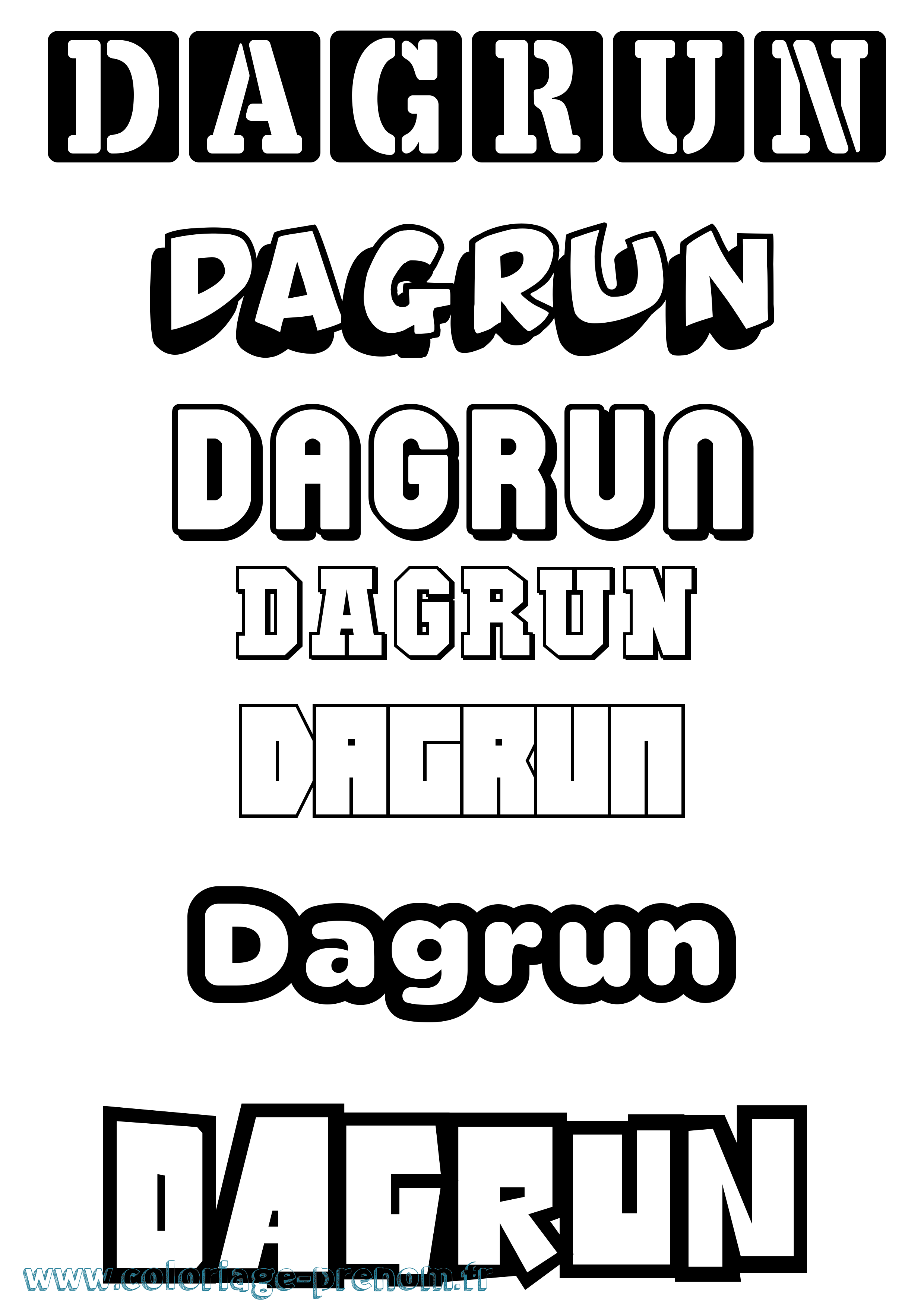 Coloriage prénom Dagrun Simple