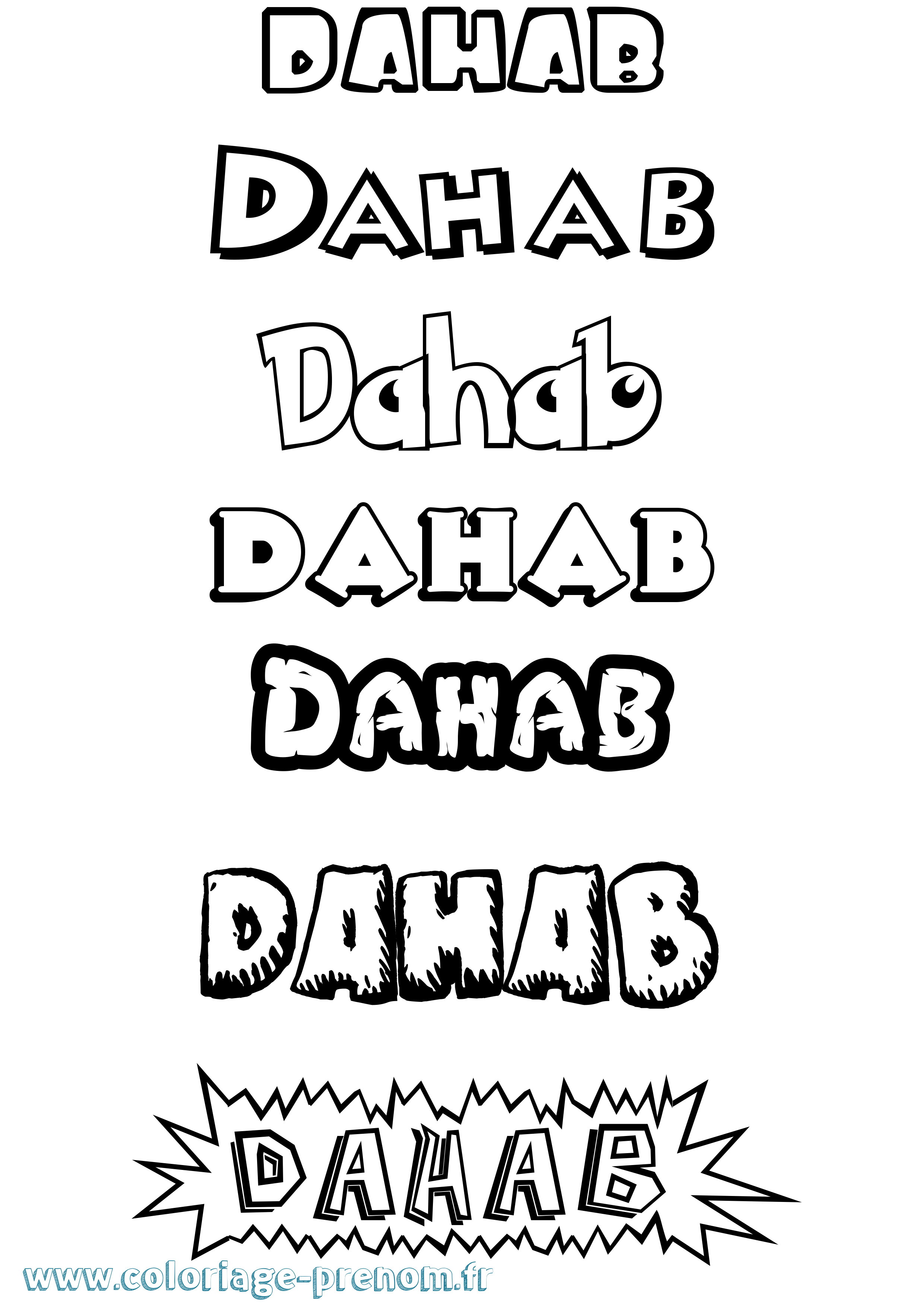Coloriage Dahab Dessin Animé Coloriage prénom Dahab Dessin Animé